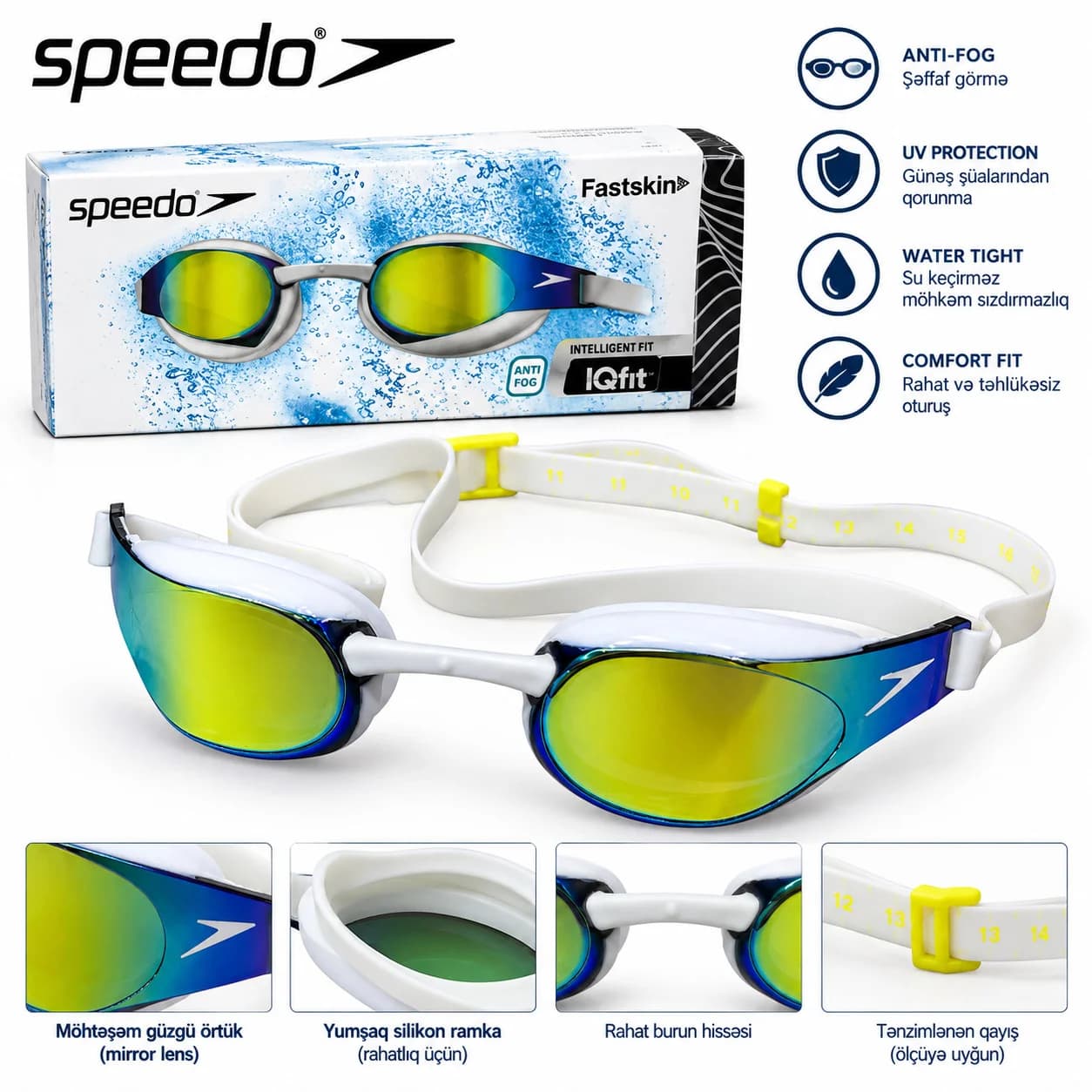 Üzgüçülük üçün eynək Speedo, Hər kəs üçün, One size, PVC