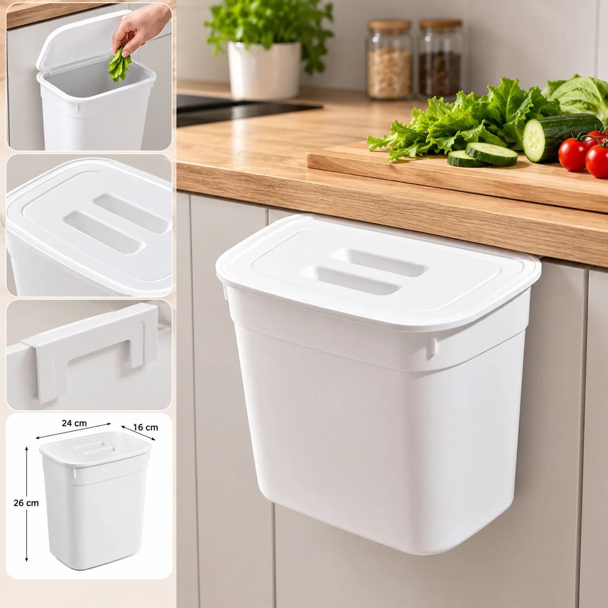 Zibil qabı, plastik, 3 L, ağ