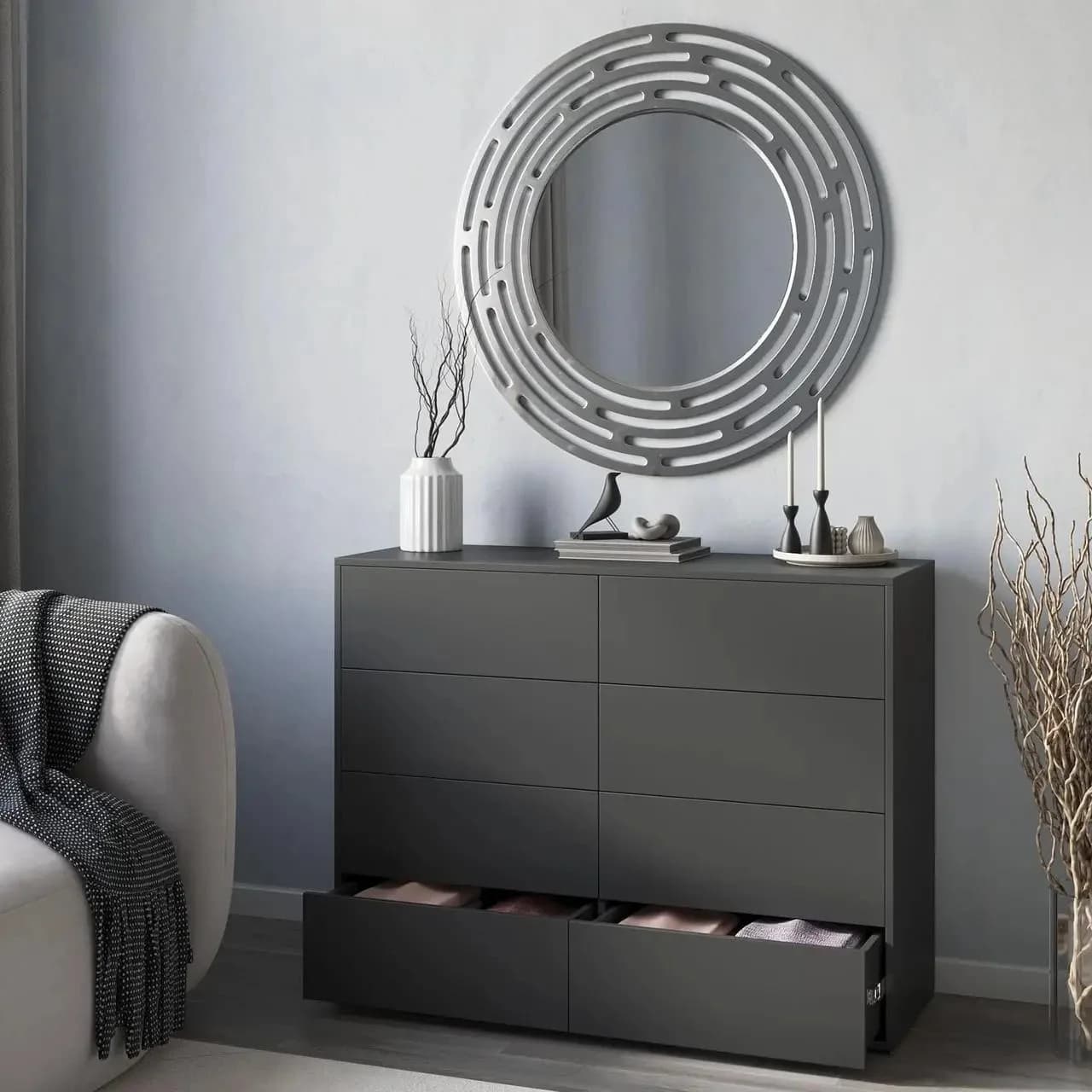 Komod Yagmur 46, laminat, antrasit, 120x91x40 sm