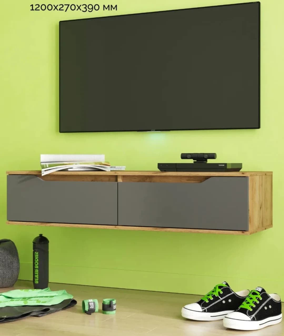 TV üçün tumba s012, antrasit, laminat, 27х120х39 sm — изображение 2