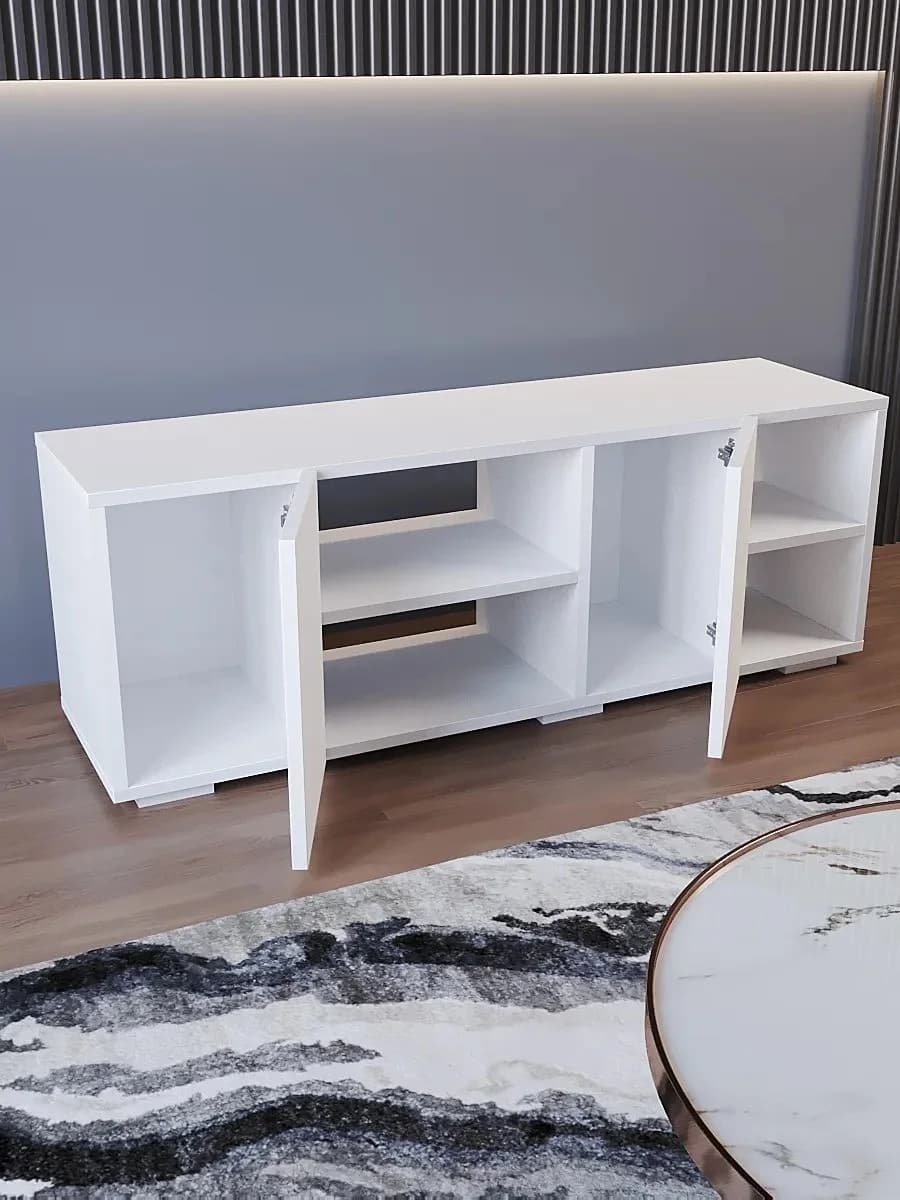 TV üçün tumba Yagmur 43_15456, laminat, ağ, 105x36x30.1 sm — изображение 4