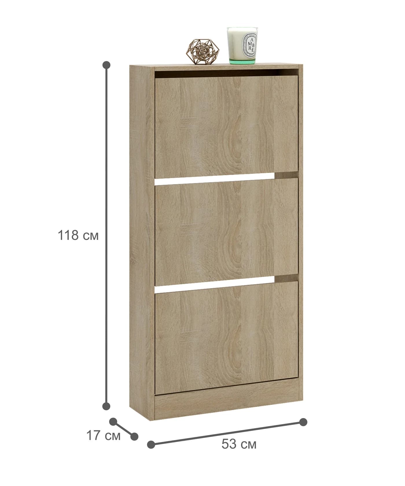 Ayaqqabı üçün tumba Yagmur, laminat, sonoma 118x53x17 sm — изображение 3