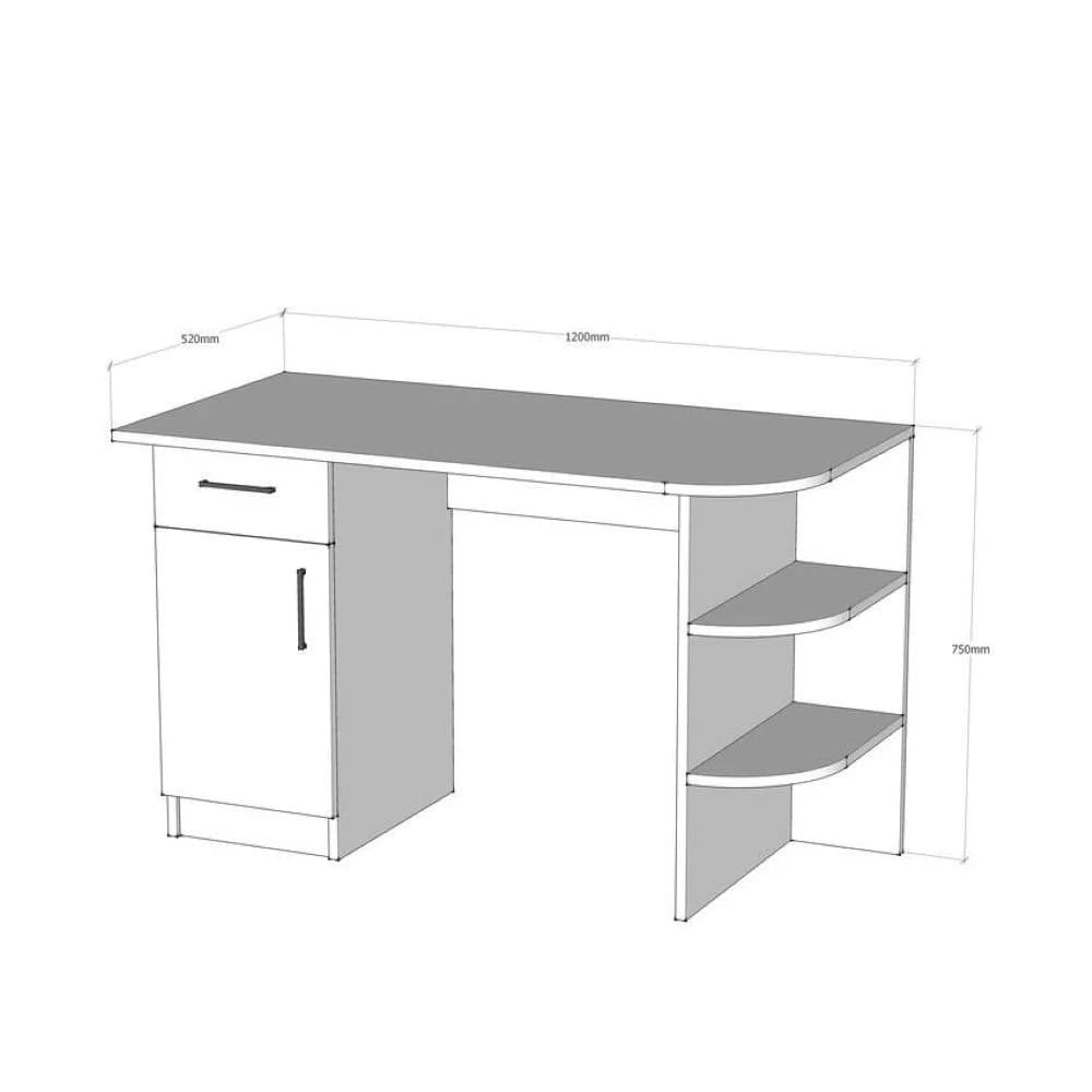 Yazı masası SO020, ağ, laminat, 75х52х120 sm — изображение 3