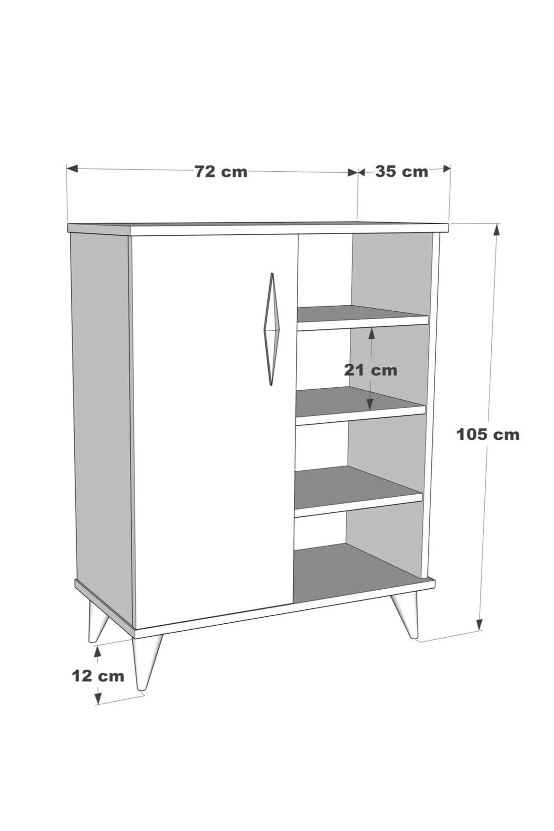 Ayaqqabı üçün tumbа Yagmur, laminat, antrasit, 105x35x72 sm — şəkil 3