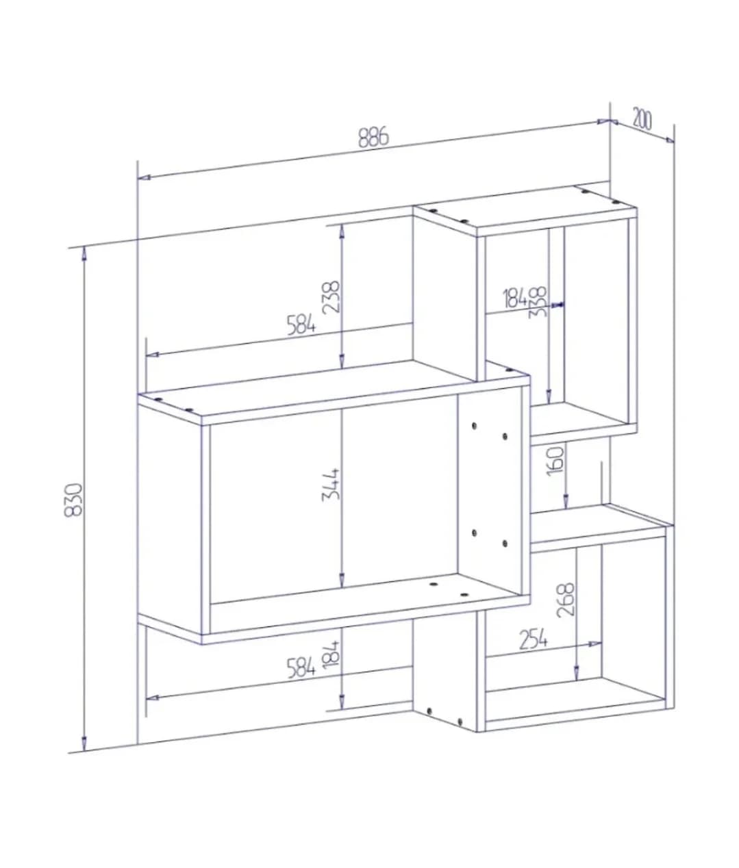 Rəf SO32, laminat, ağ, 88x83x20 sm — изображение 4