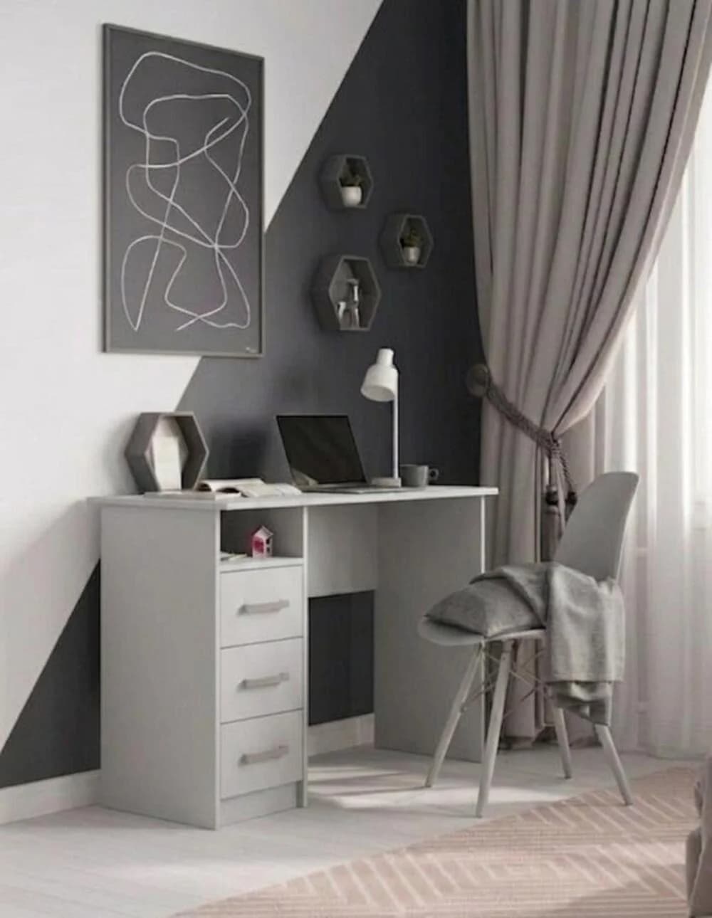Yazı masası MB 4, laminat, boz, 110x75x50 sm