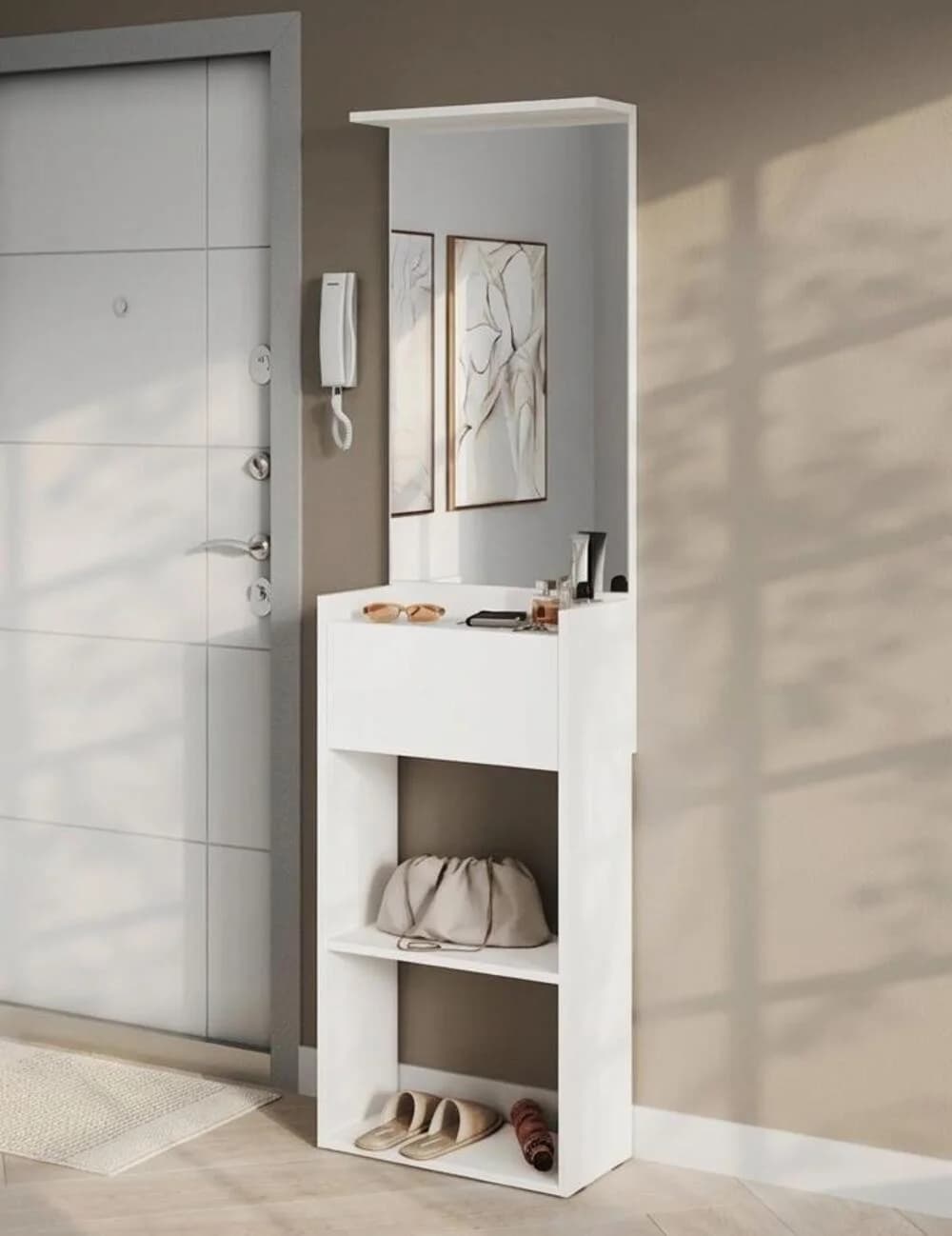 Ayaqqabı üçün rəf MB1, ağ, laminat, 183x50x30 sm