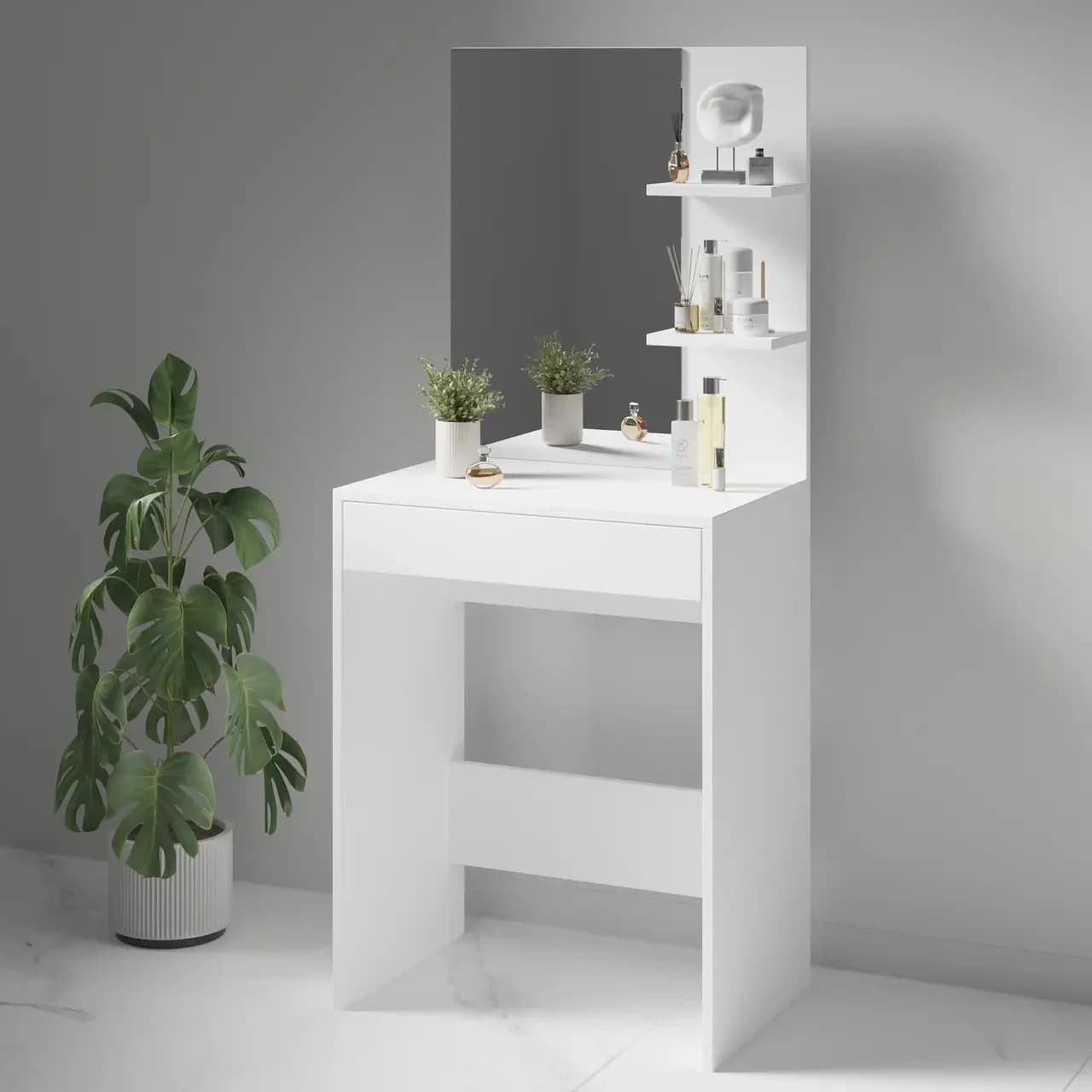 Makiyaj masası 8354, ağ, laminat, 140х40х60 sm