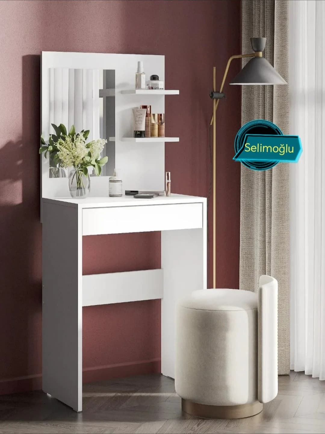 Makiyaj masası 17, laminat, 125x45x115 sm — изображение 2