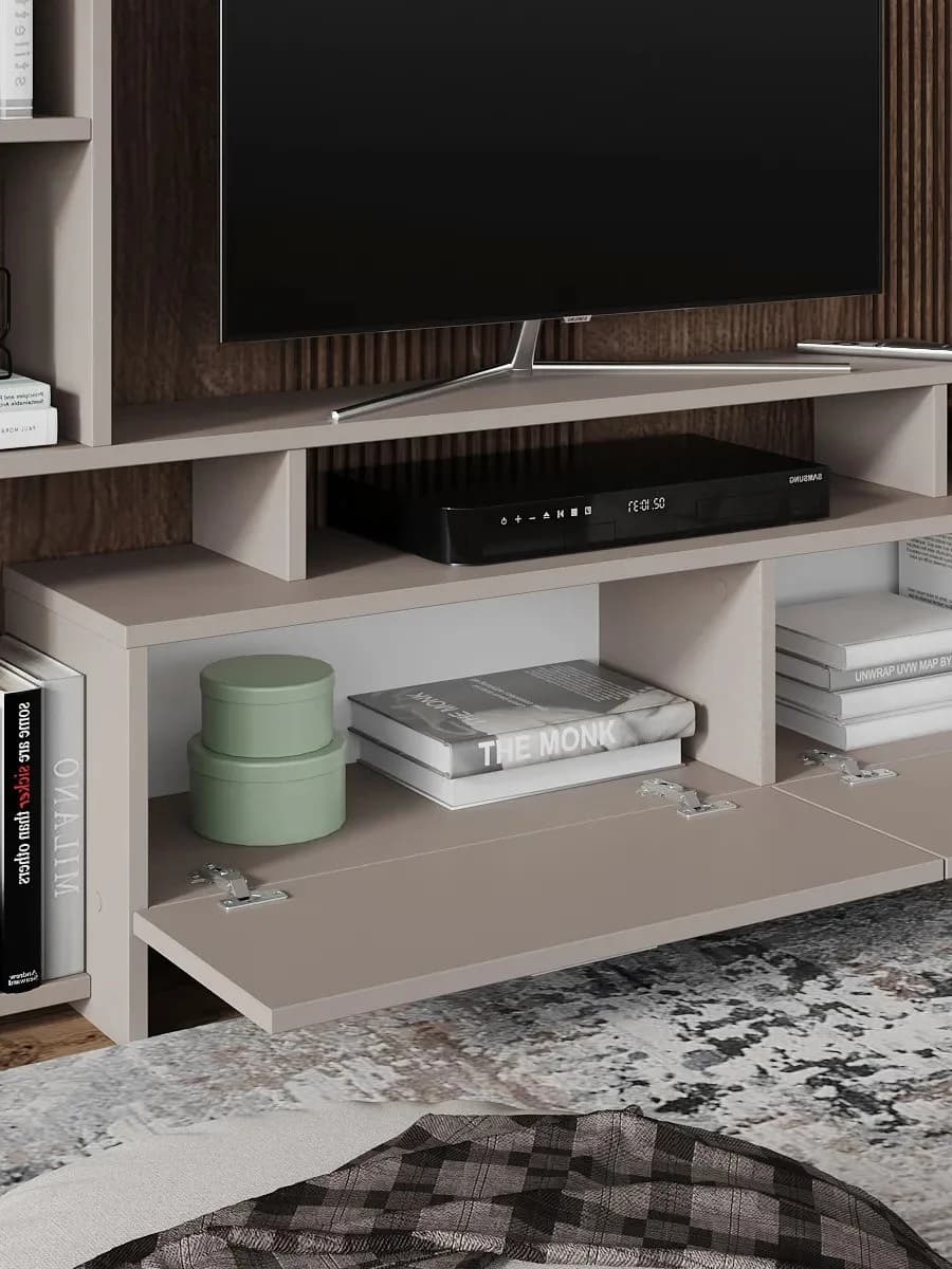 TV üçün tumba Yagmur, laminat, bej, 135x25x112 sm — изображение 5