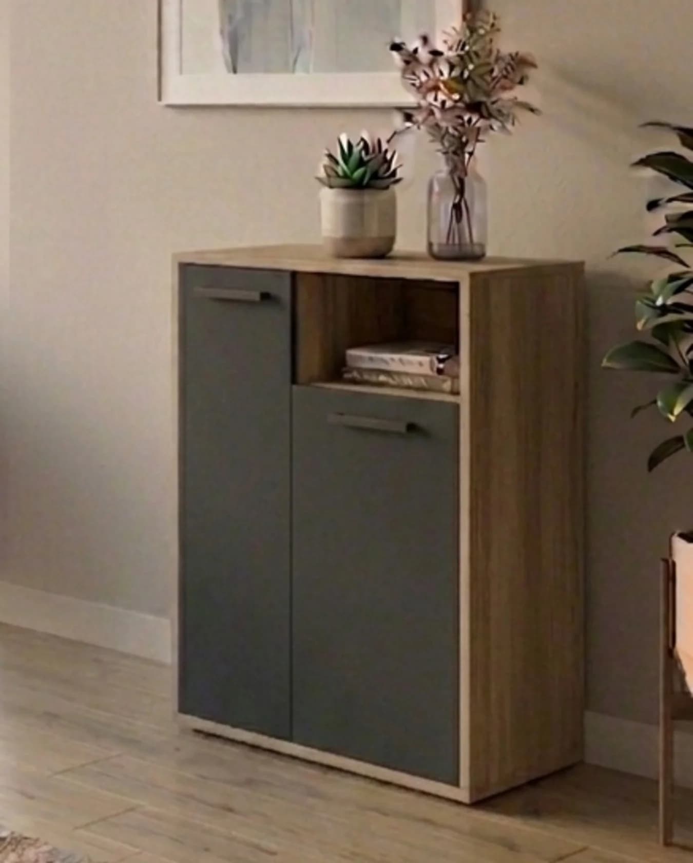 Tumba MB12, laminat, rəng Sonoma/antrasit, 90x65x35 sm