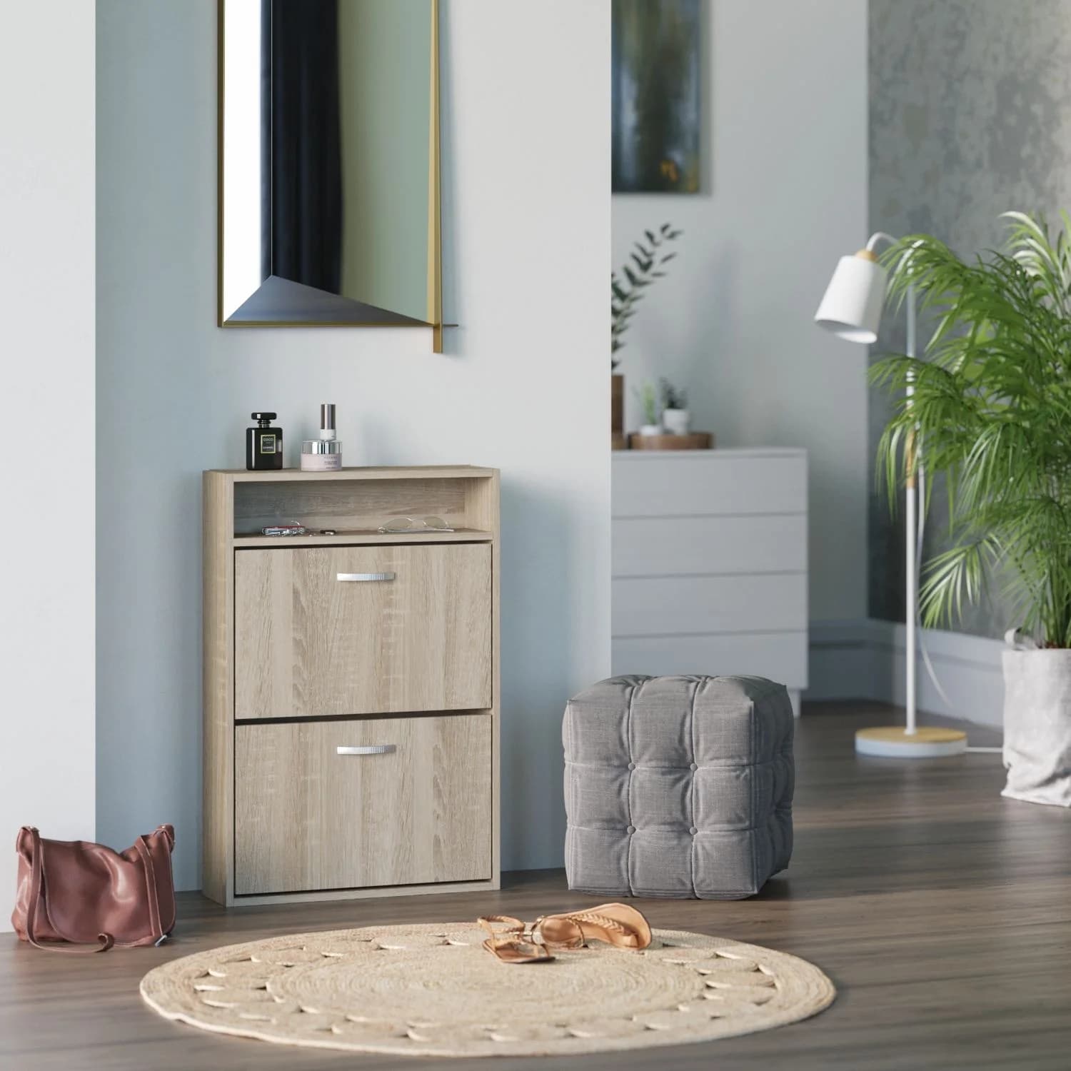 Ayaqqabı tumbası 15457, laminat, qəhvəyi, 60x89 sm