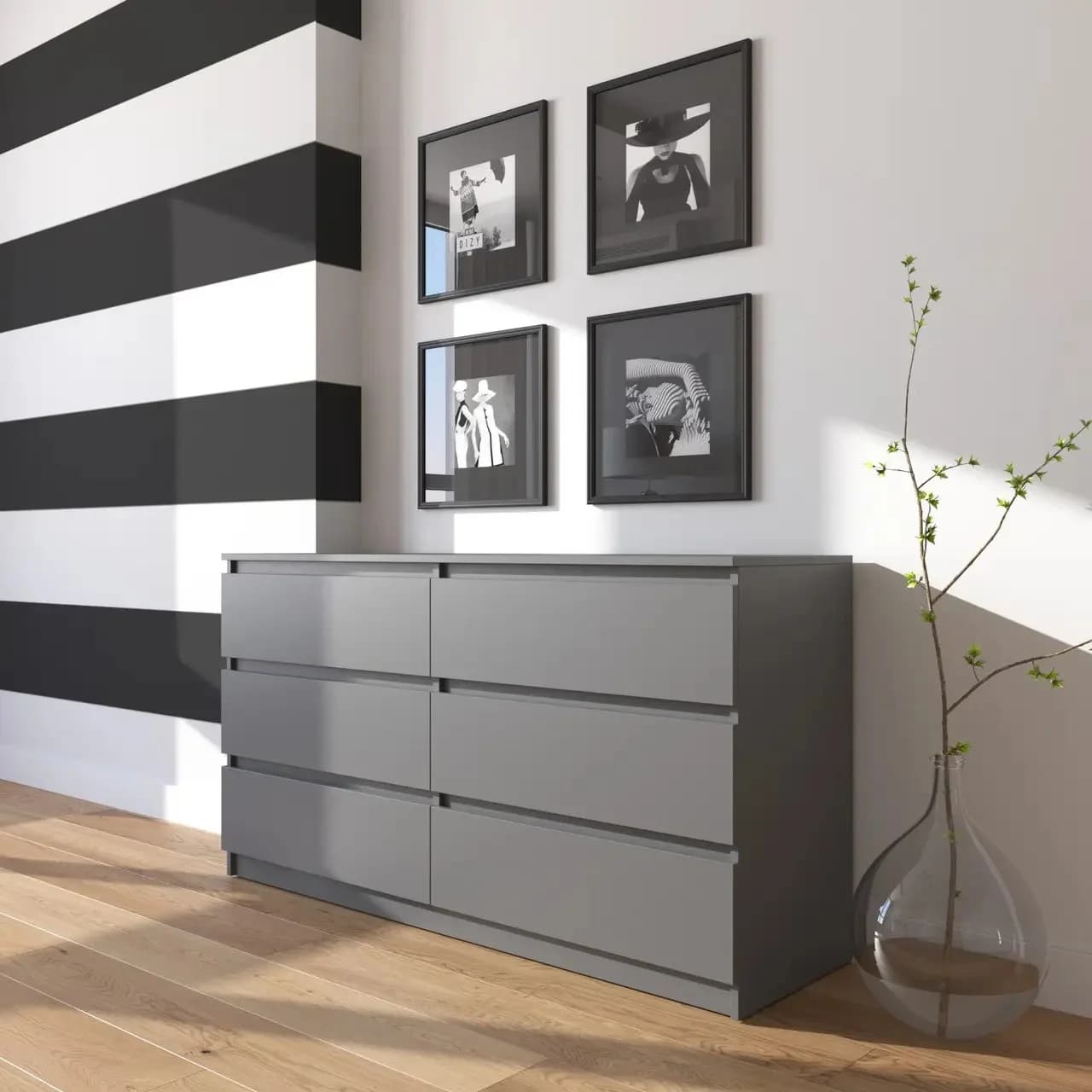 Kamod Yagmur, laminat, antrasit, 140x75.5x40 sm