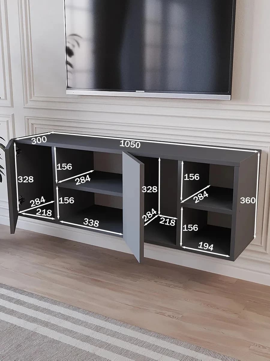 TV üçün tumba Yagmur, laminat, antrasit, 105x30.1x36.1 sm — image 4