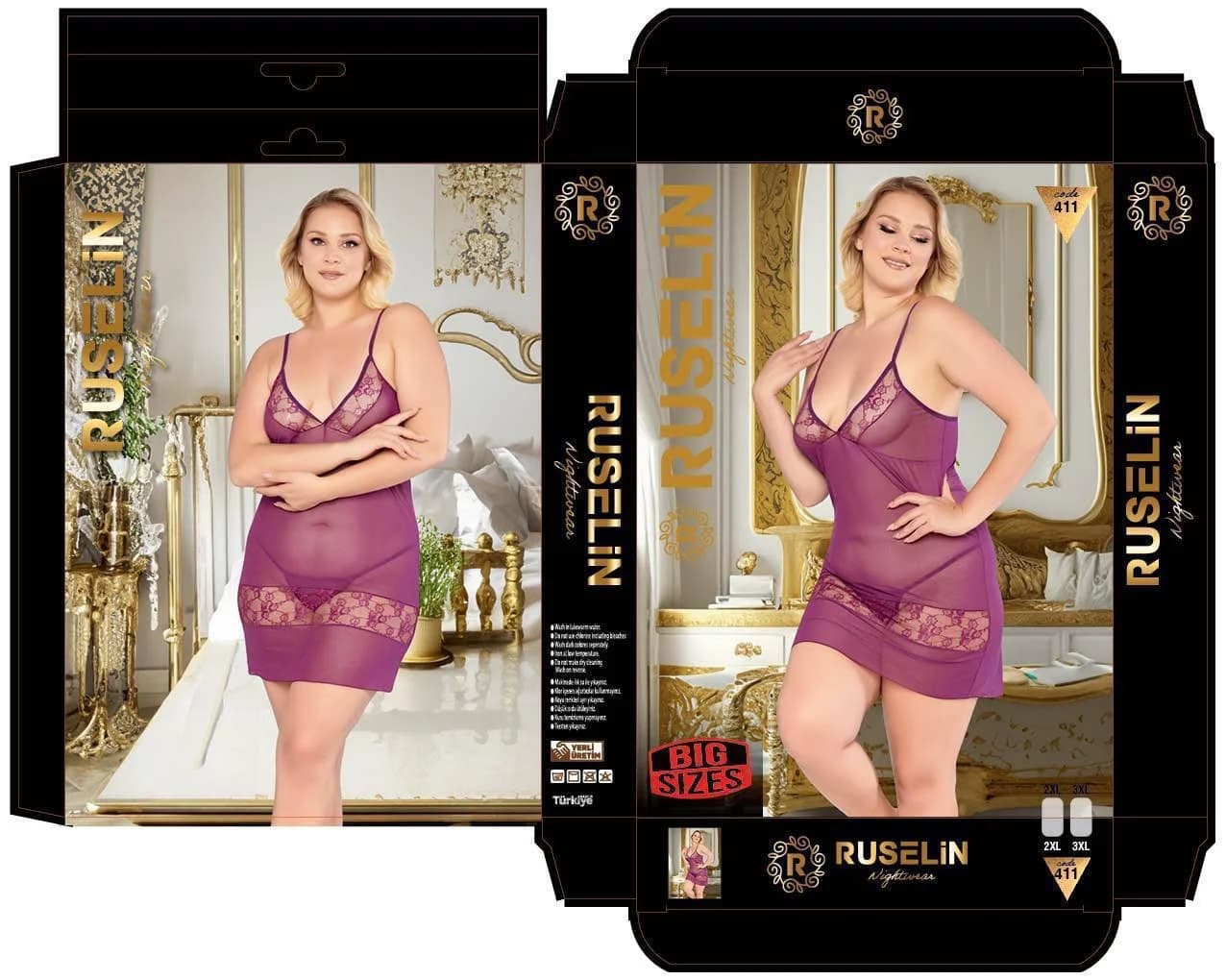 Gecə köynəyi, bənövşəyi, tül, ölçü One size