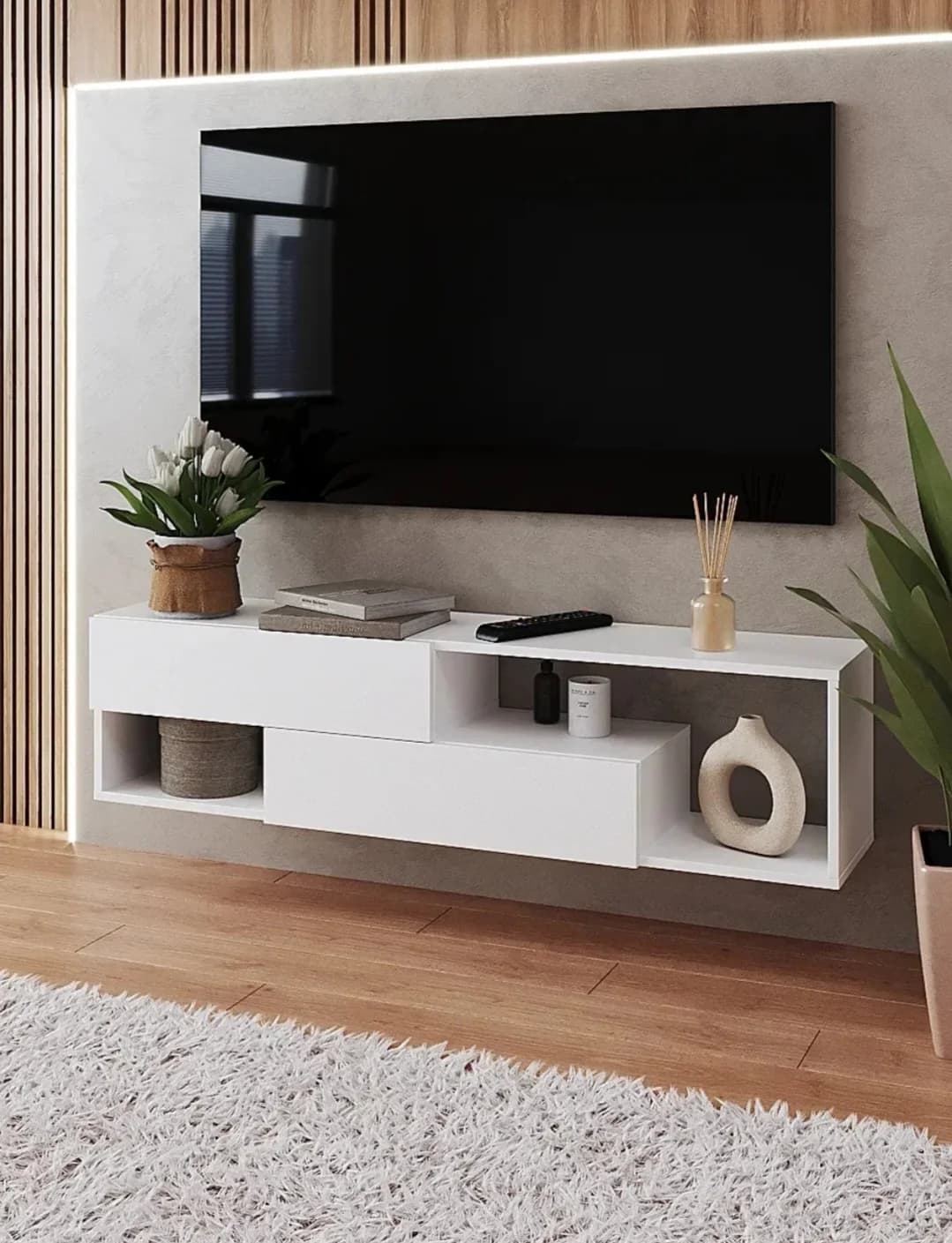 TV üçün tumba SO 003, laminat, ağ — image 4