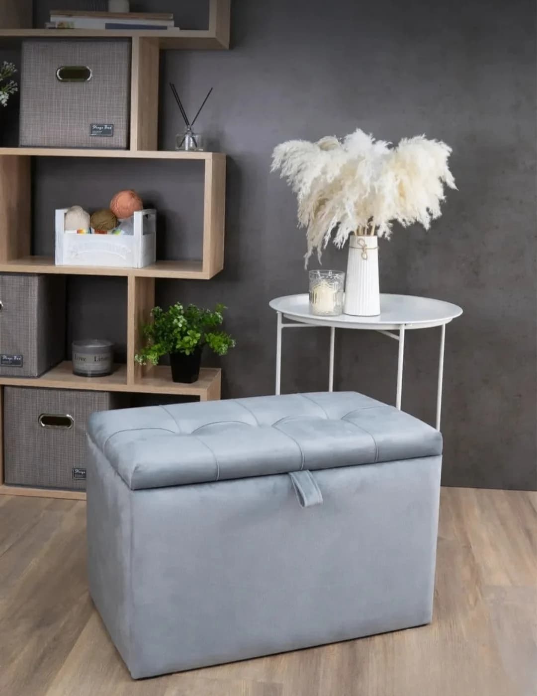 Pufik SO S004, laminat, boz, 37x38x60 sm — image 5