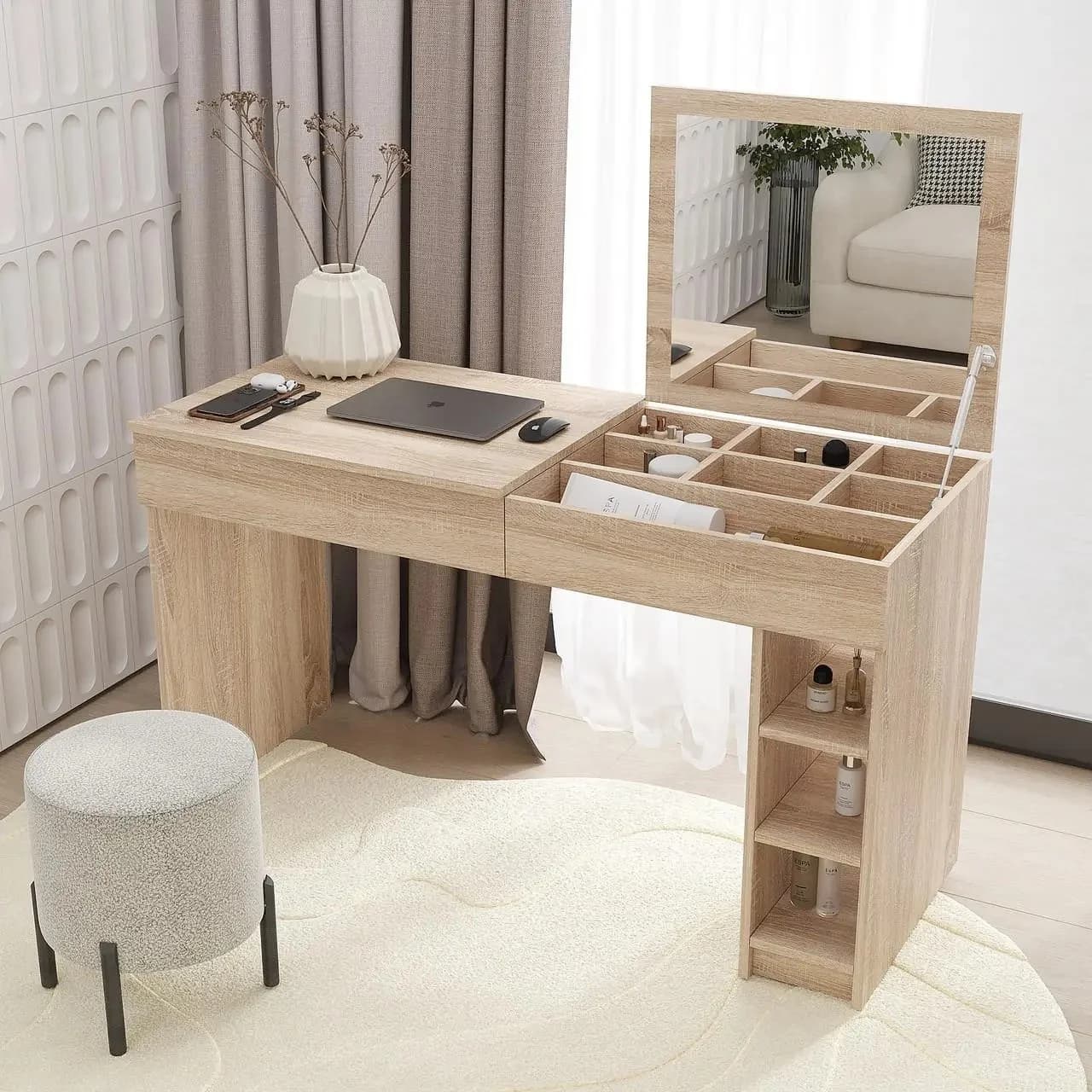 Makiyaj masası 8336, sonoma, laminat, 75х53х130 sm