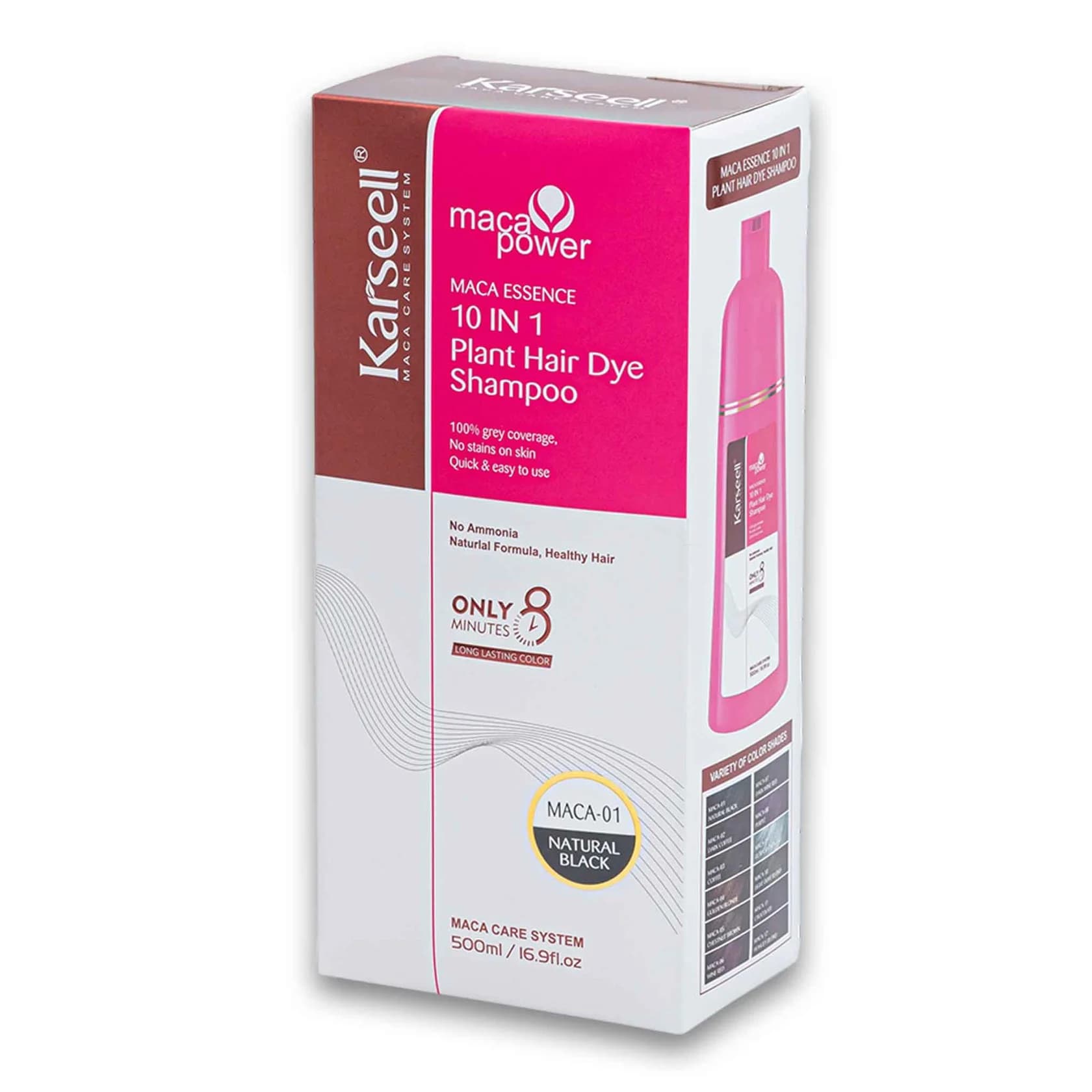 Şampun saç boyası Karseell maca power maca essence, bitki əsaslı, təbii qara 500 ml