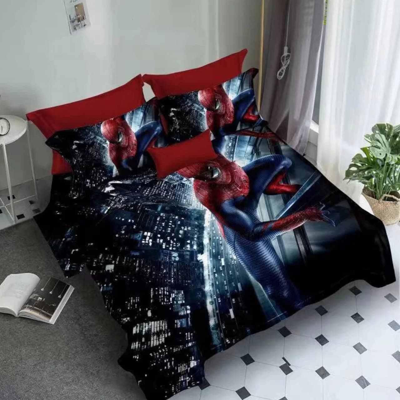 Yataq dəsti Spider-Man, birnəfərlik, cuxol 150x220, prostin 160x220, yastıq üzü 50x70, satin - grnsmehsul87