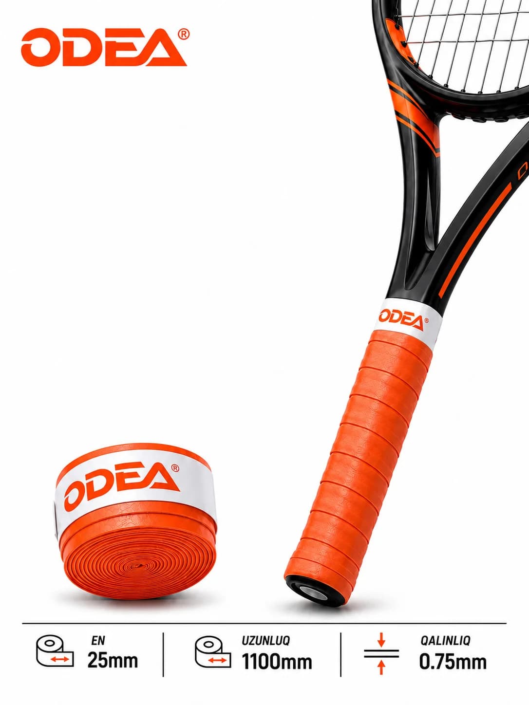 Sarğı raketka üçün ODEA, 2.5 sm, 110 sm, narıncı