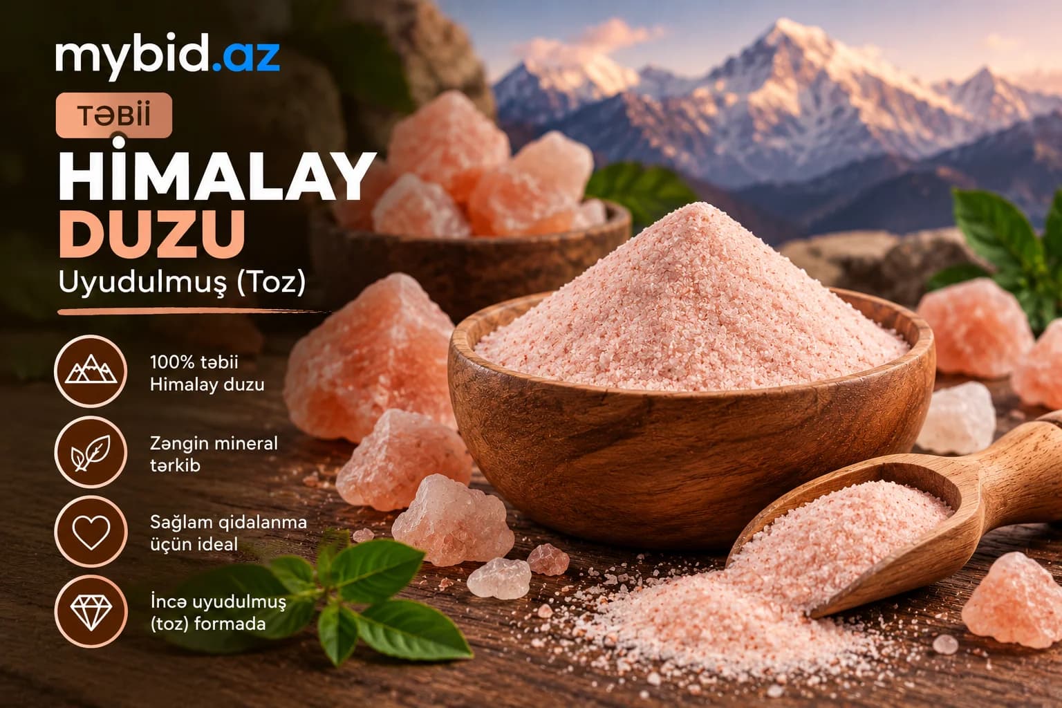 Təbii Himalay Duzu – Üyüdülmüş (Toz) 100 qr