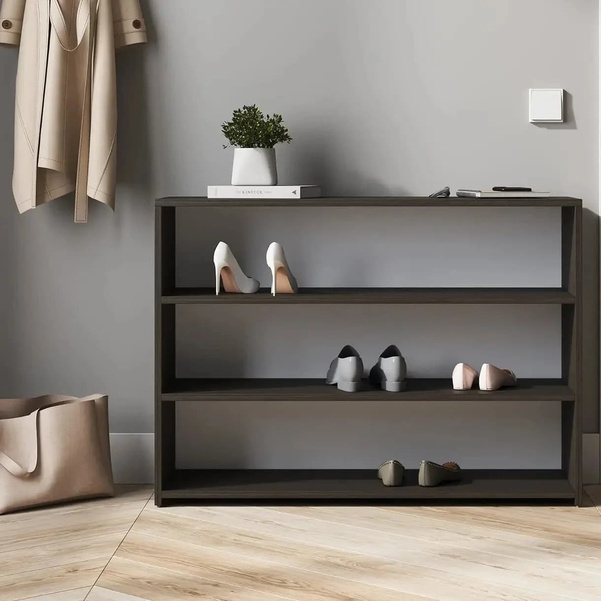 Ayaqqabı üçün stellaj Yagmur91, 70x95 sm, 3 rəf, laminat, tünd boz