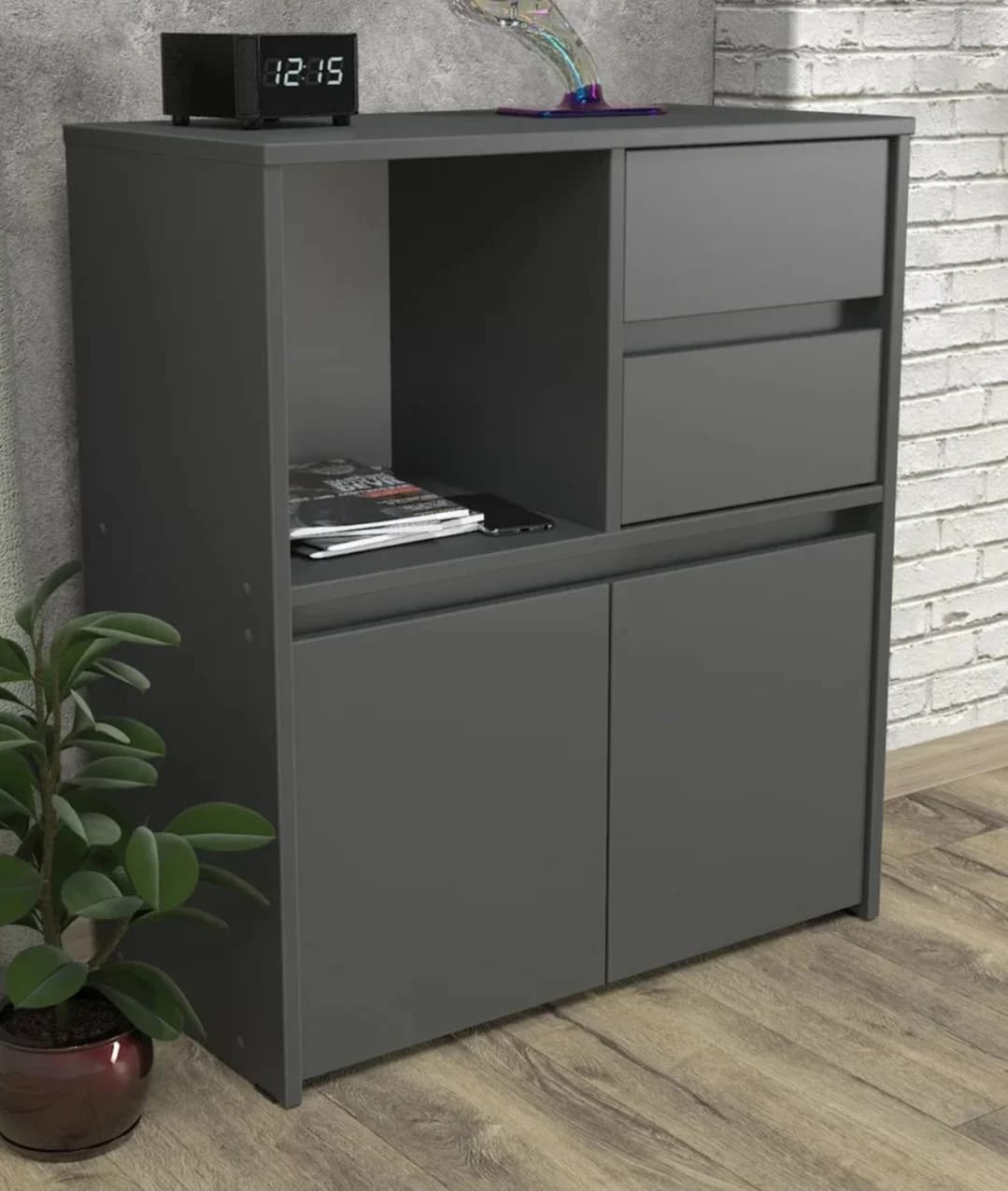 Komod SO038, antrasit, laminat, 67.8х34.8х78 sm — изображение 6