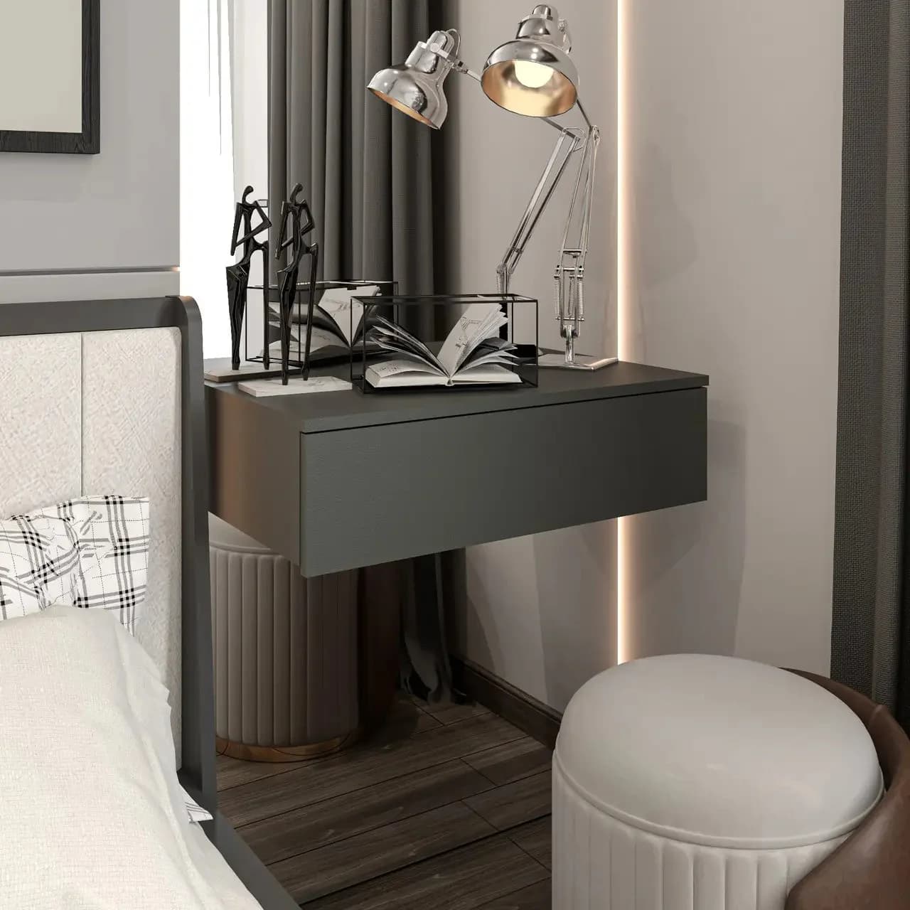 Makiyaj masası 8242, antrasit, laminat, 20х31х70 sm