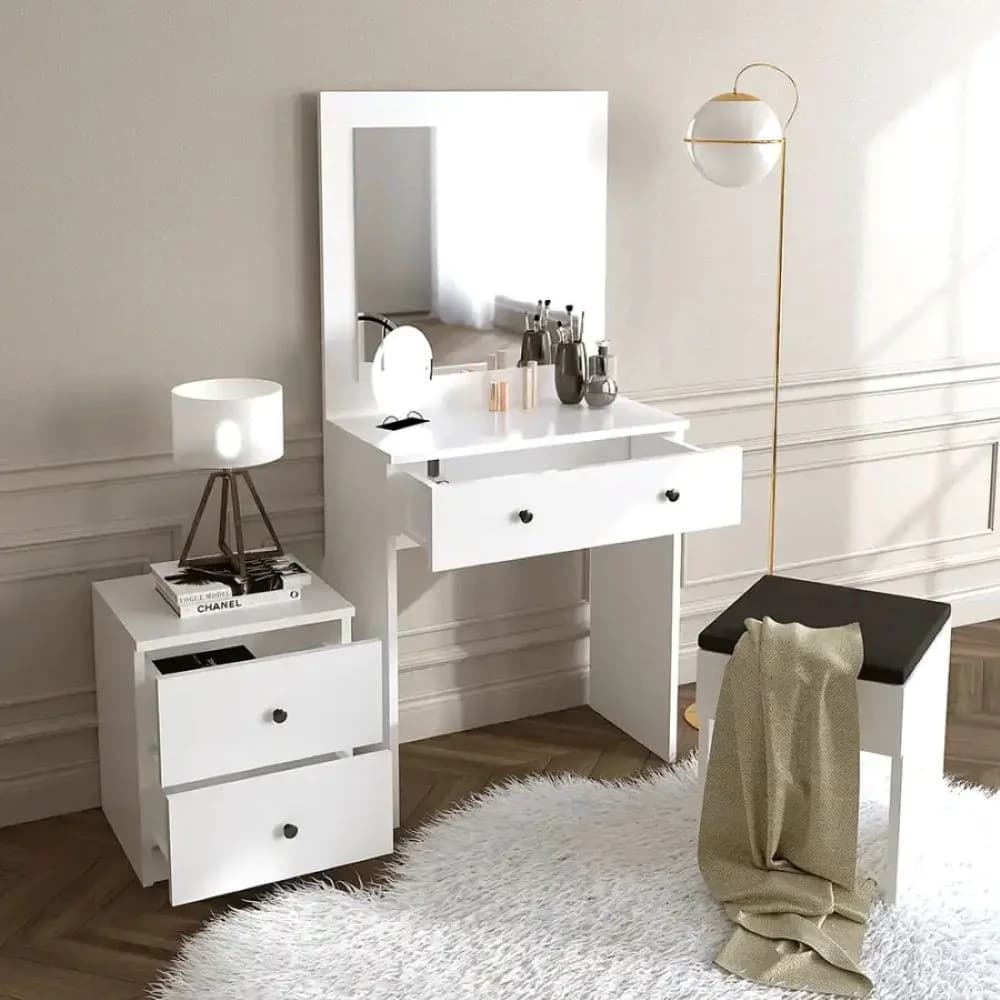 Makiyaj masası SO044, güzgülü və tumbalı, ağ, laminat, 65х35 sm — изображение 2