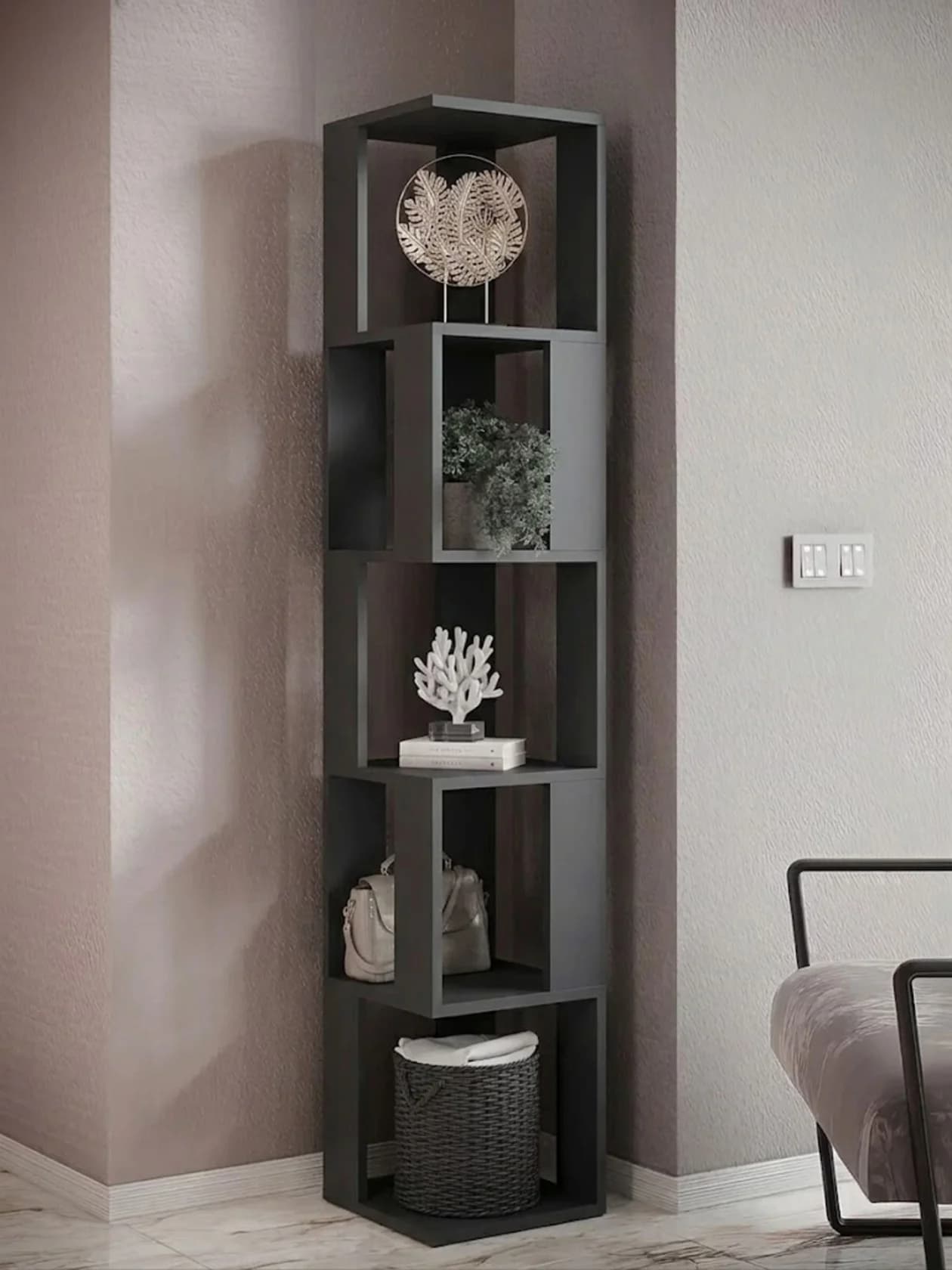 Stellaj, Laminat, Antrasit, 180x35x35 sm