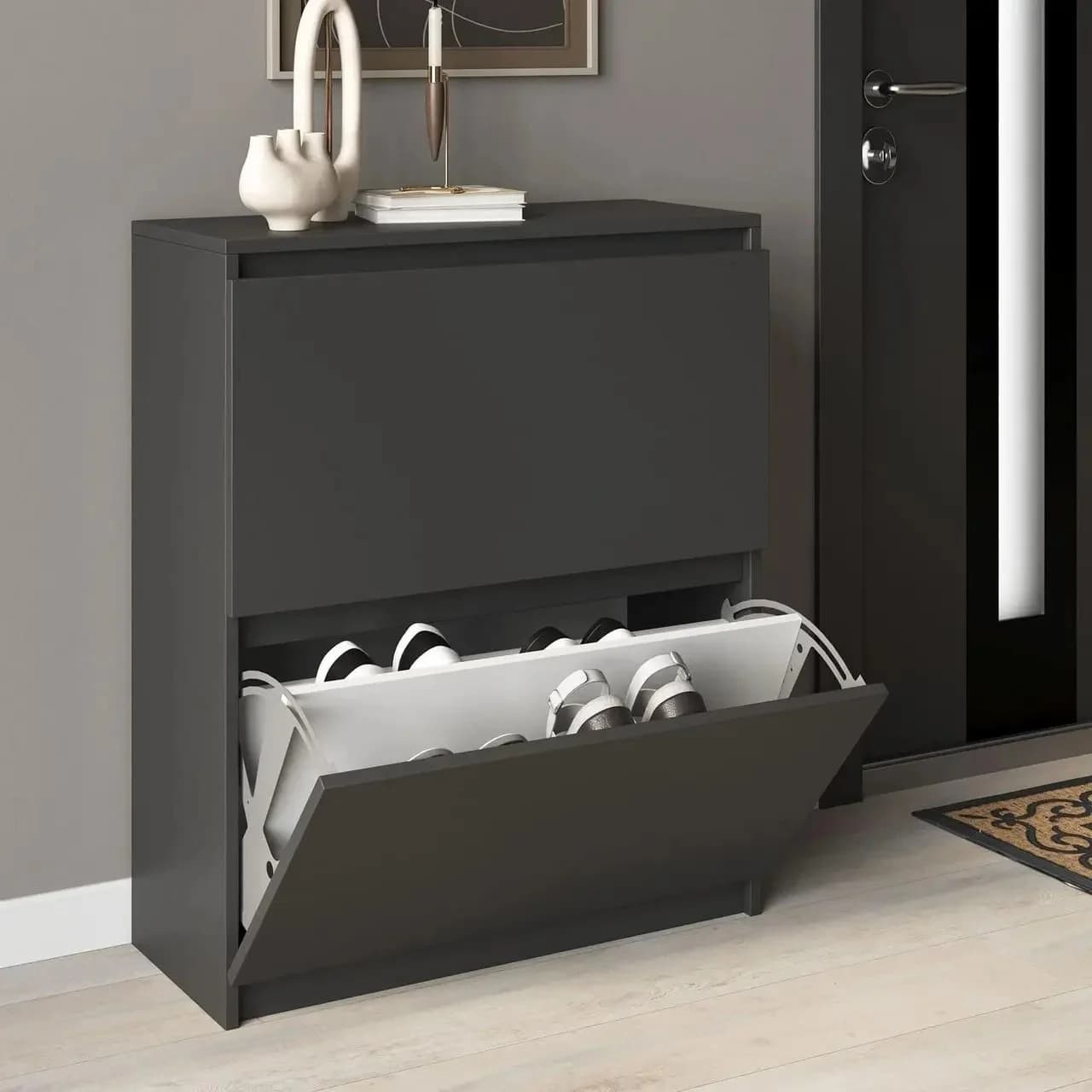 Ayaqqabı üçün stellaj Yagmur, antrasit, laminat, 90x30x100 sm