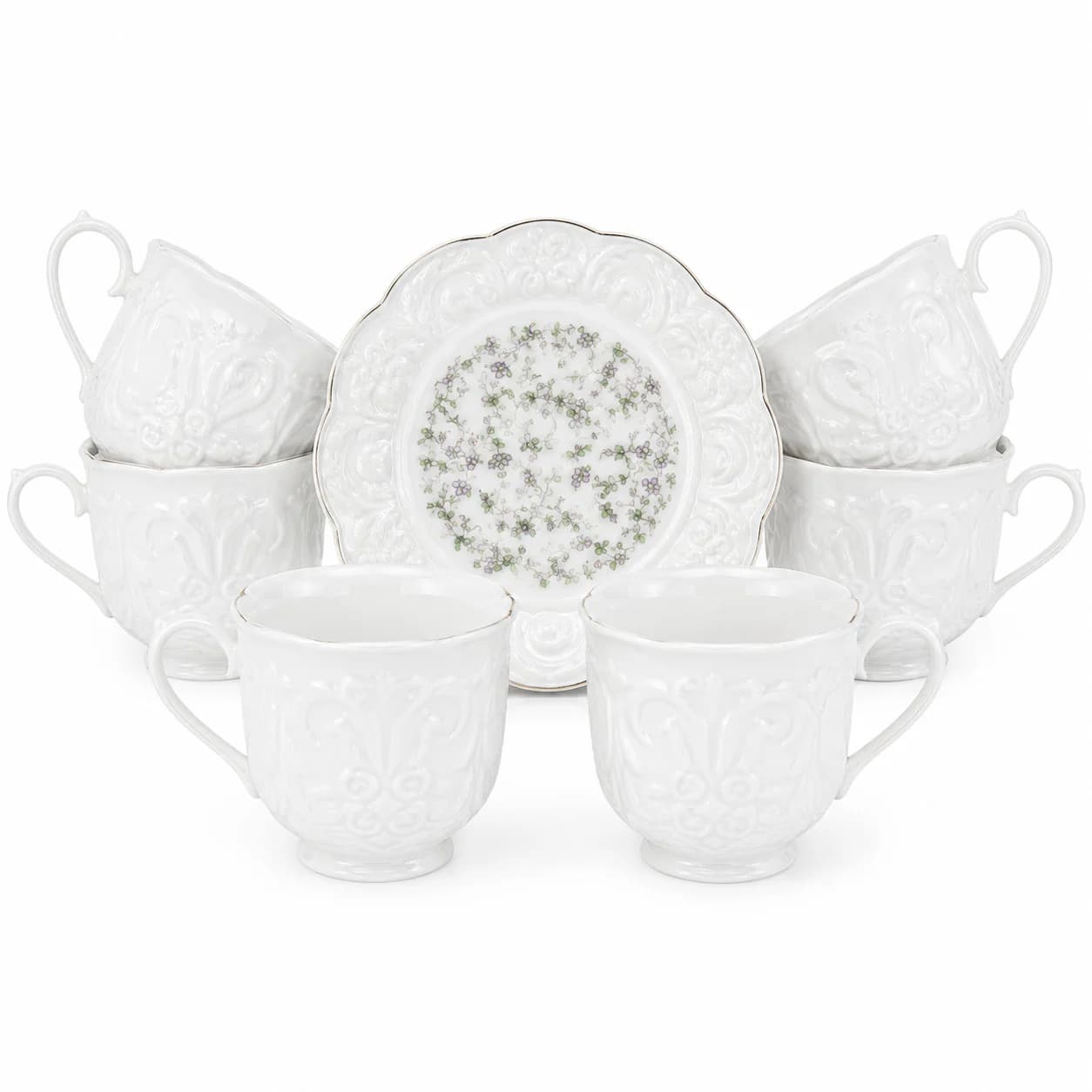 Çay servizi 11416, 200 ml, çini, ağ, 6 nəfərlik, 12 ədəd