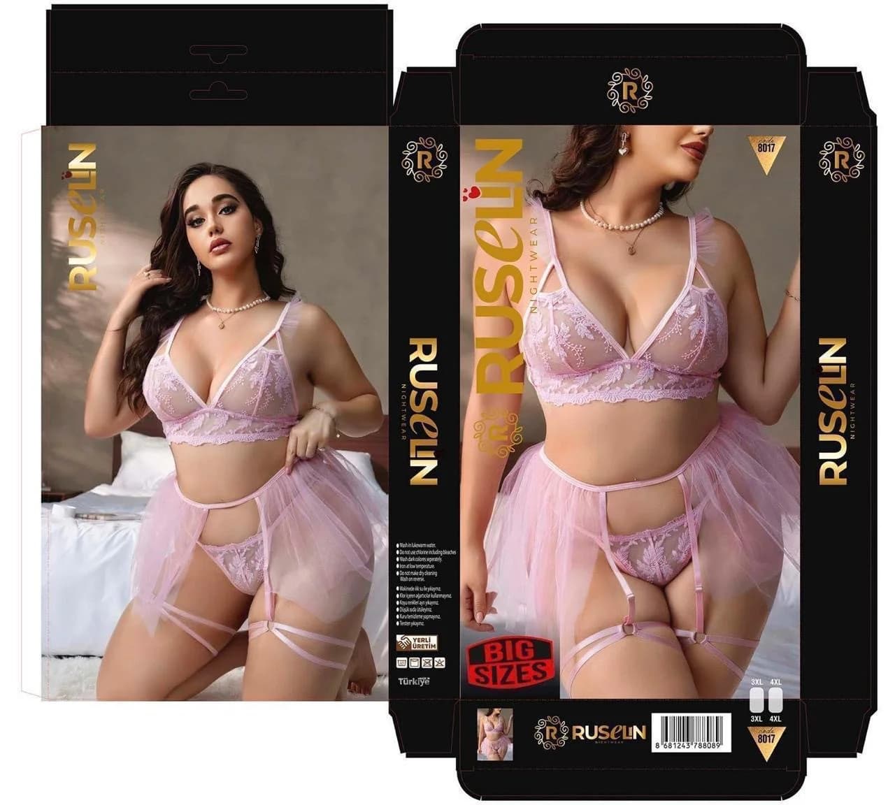 Kombinasiya, Çəhrayı, Poliester, ölçü 3XL/4XL
