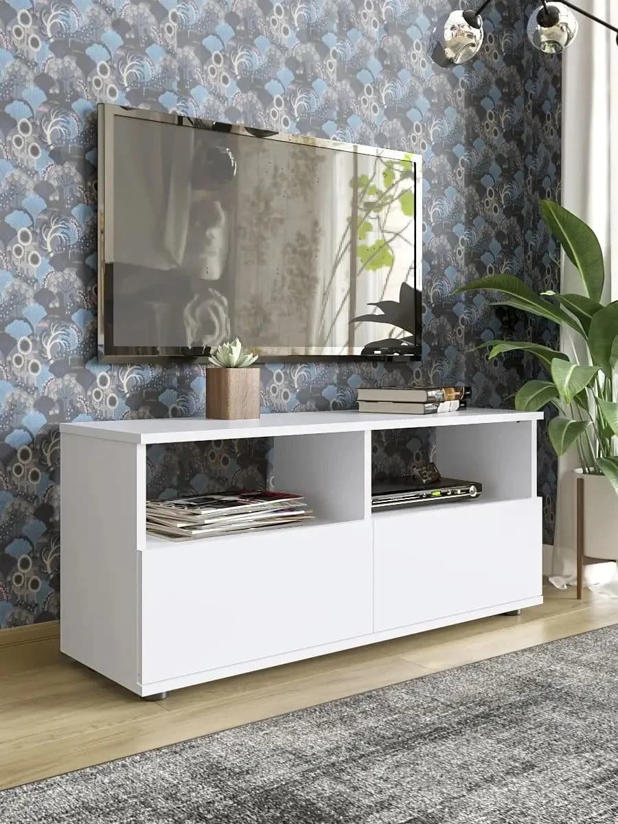 Tv üçün tumba Yagmur, ağ, laminat, 100.4x45.1x31.8 sm