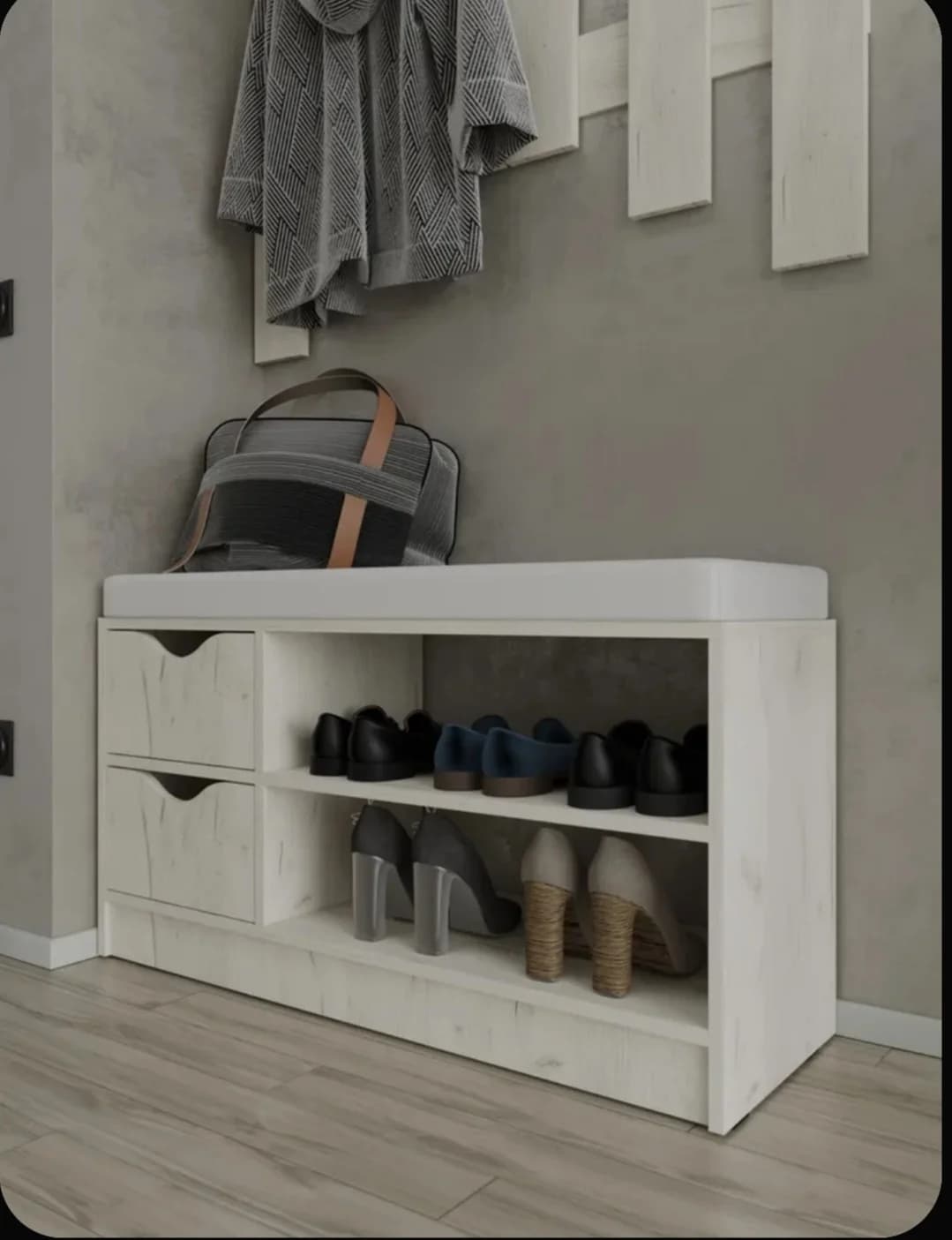 Tumba SO 006, laminat, ağ, 55х96х32 sm