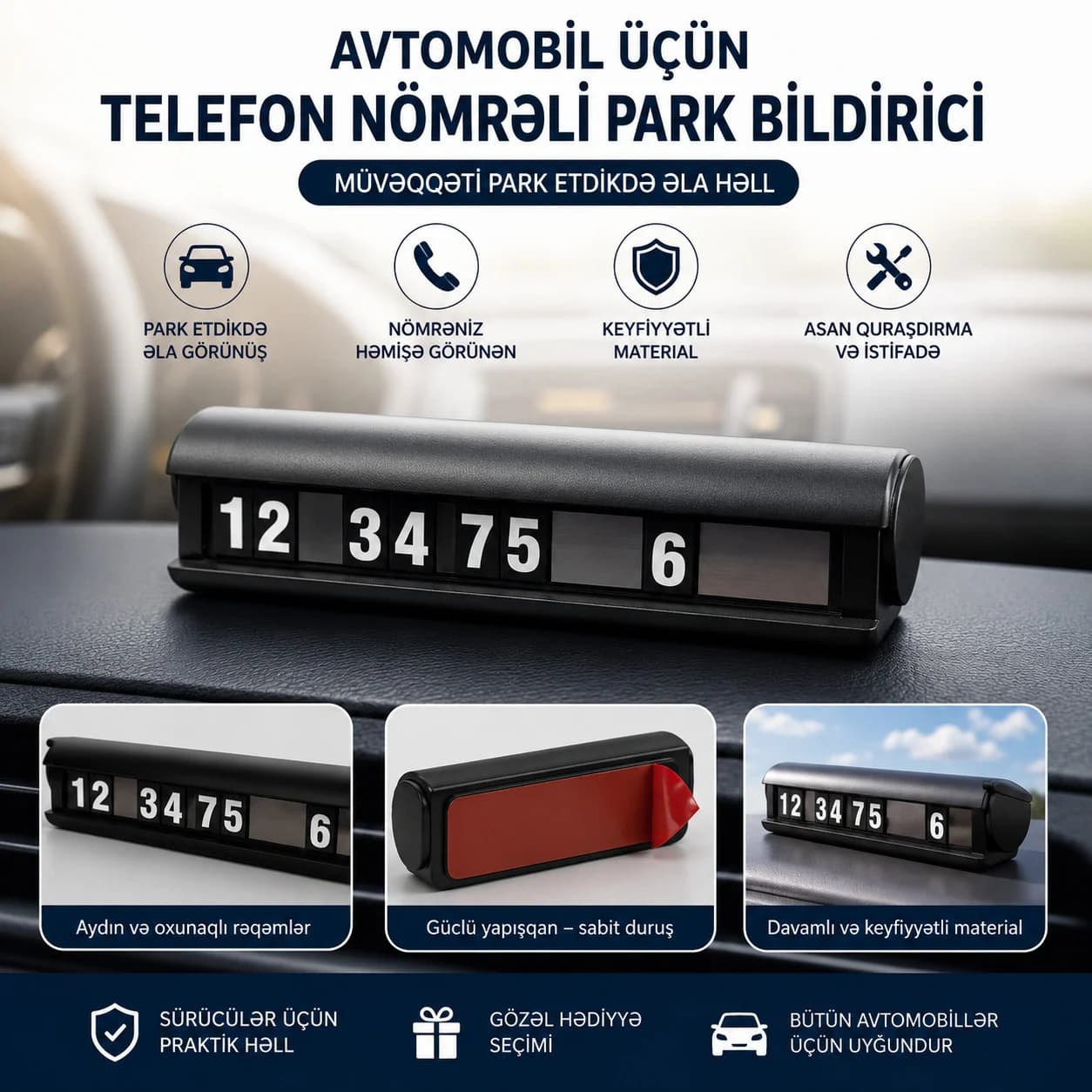 Avtovizit kartı, 11 sm, Plastik, Qara
