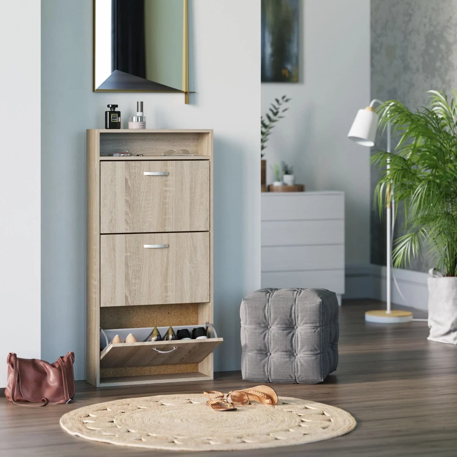 Ayaqqabı tumbası Yagmur, laminat, Sonoma, 122x53x22 sm — изображение 2