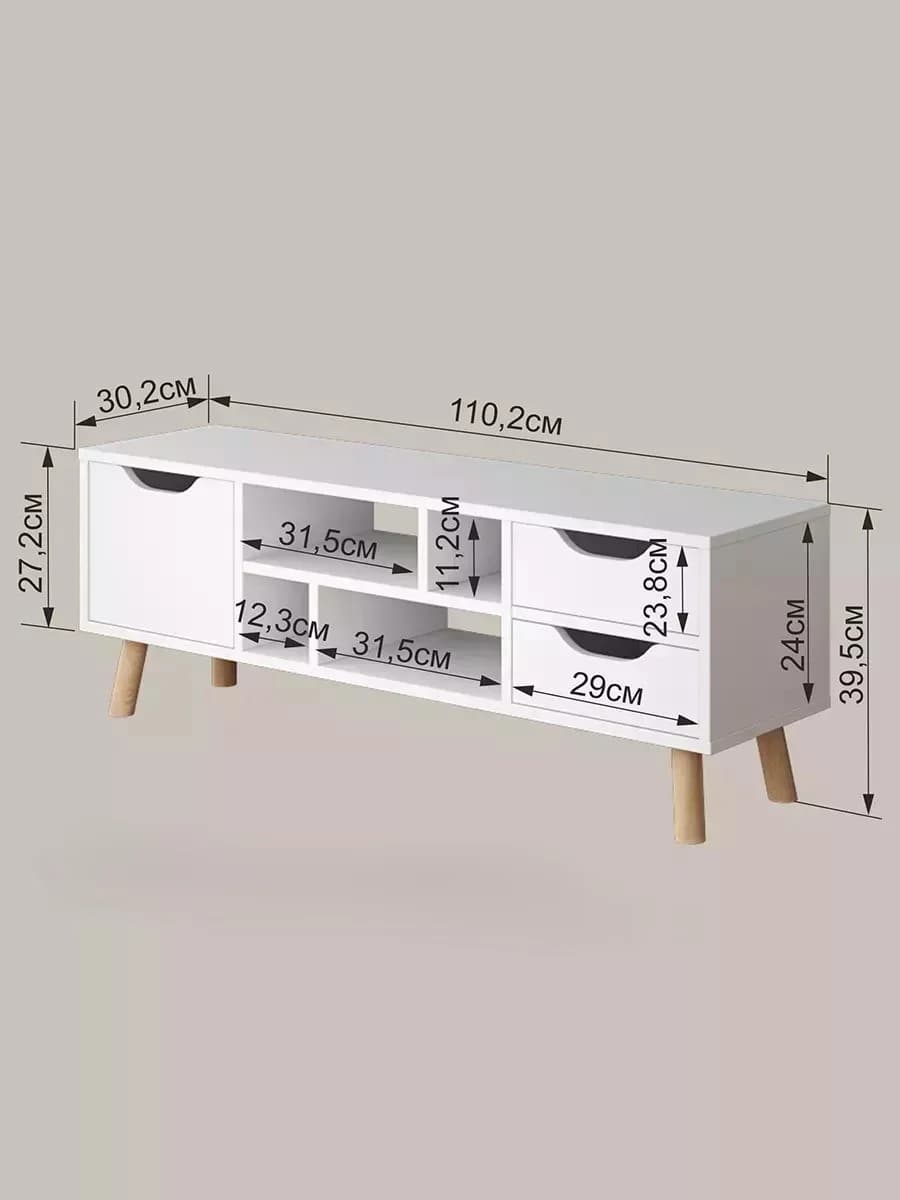 TV üçün tumba 31, laminat, ağ, 39.5х30.1х110.2 sm — изображение 4