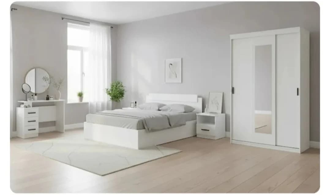 İki nəfərlik çarpayı 2566320, laminat, ağ, 160x200 sm — şəkil 2
