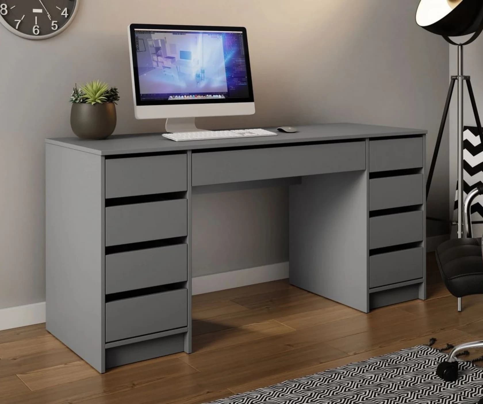 Kompüter masası 15462, laminat, 150x75x60 sm, rəng antrasit