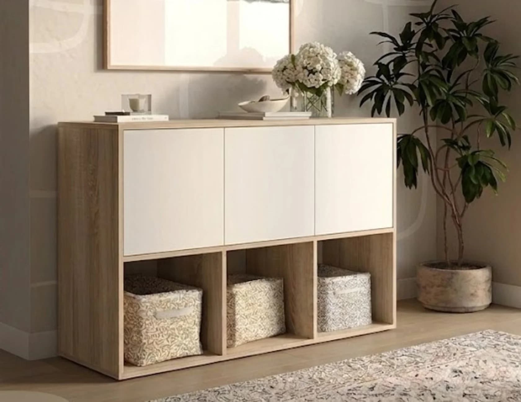 Tumba MB8, laminat, 120x80x40 sm, açıq qəhvəyi/ağ