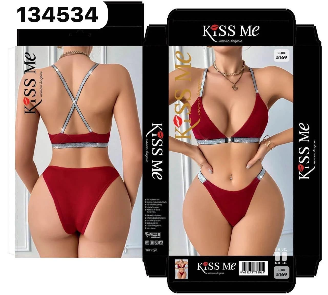 Büsthalter və tuman dəsti, qırmızı, poliester, ölçü One size