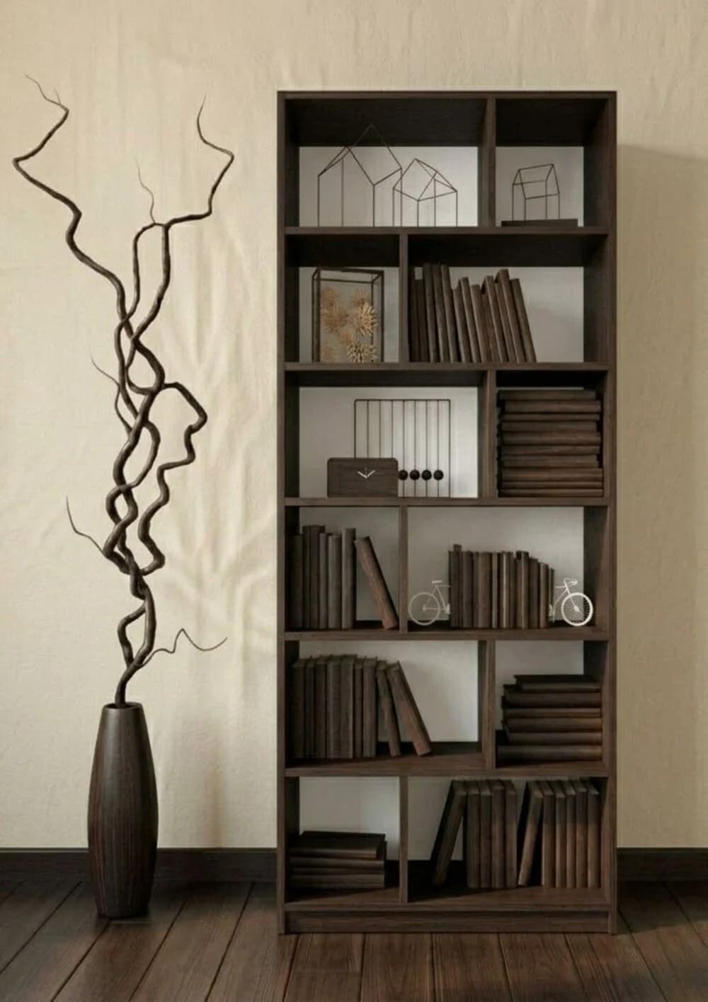 Stellaj MB7, laminat, 210x90x30 sm, tünd qəhvəyi