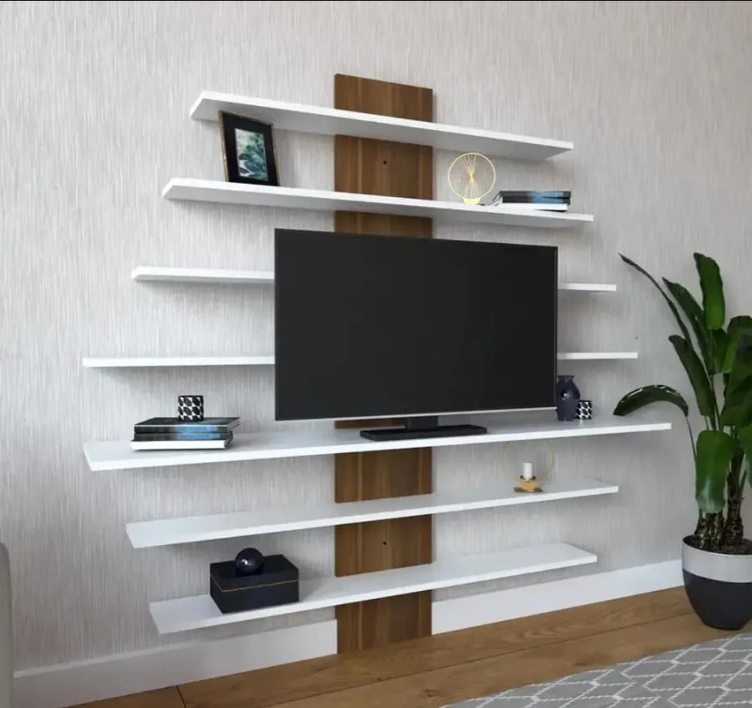 Tv üçün tumba SO0021, laminat, ağ/bej, 160x160x30 sm — изображение 2