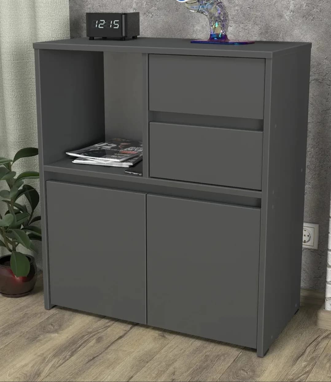Komod SO038, antrasit, laminat, 67.8х34.8х78 sm