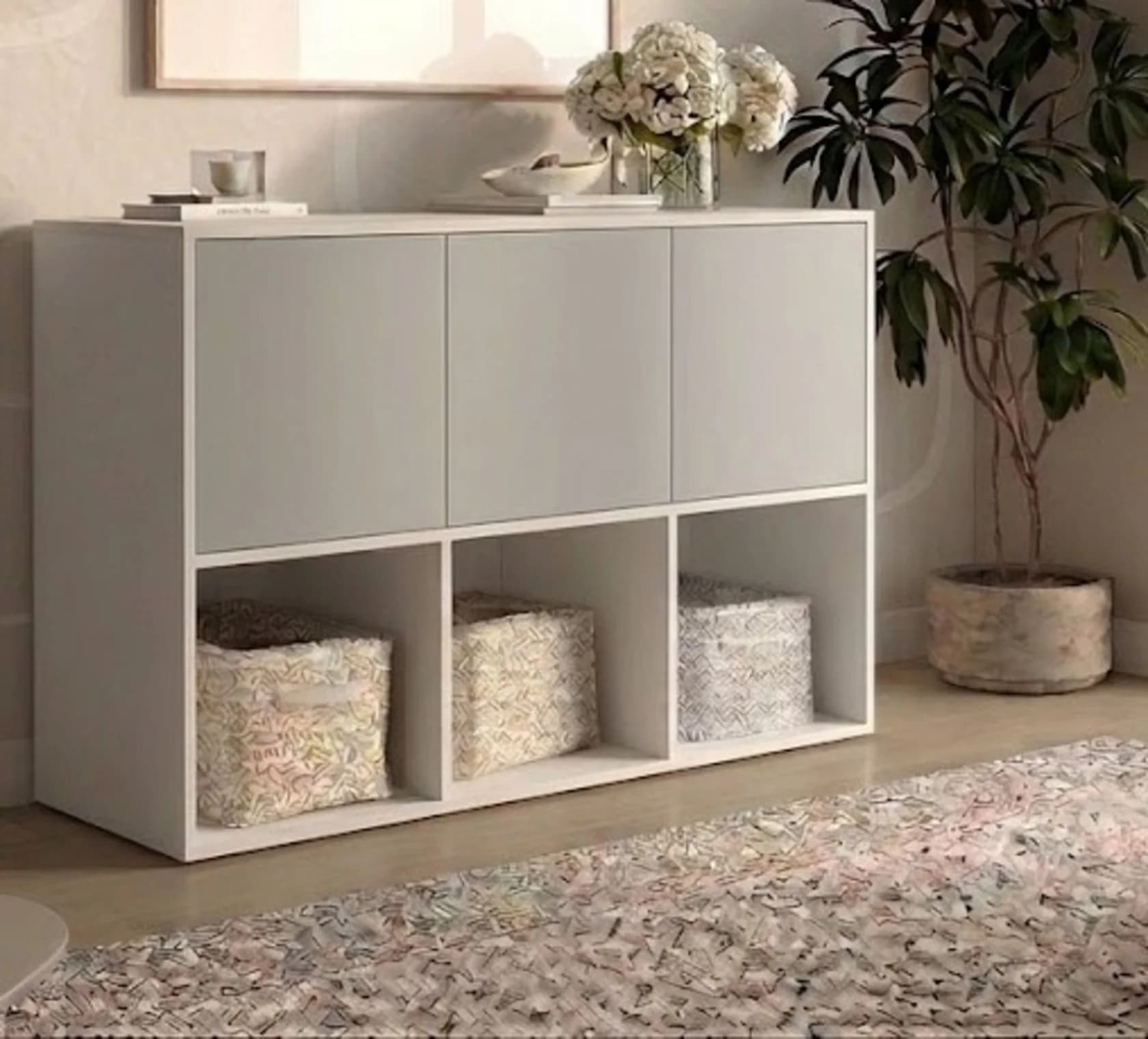 Tumba MB8, laminat, 120x80x40 sm, ağ/boz