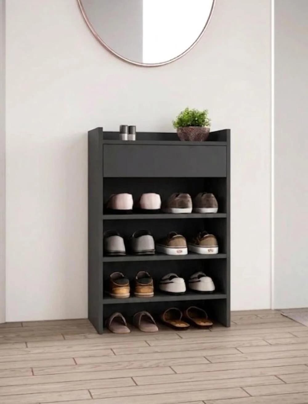 Ayaqqabı tumbası MB4, laminat, antrasit, 77x52x32 sm