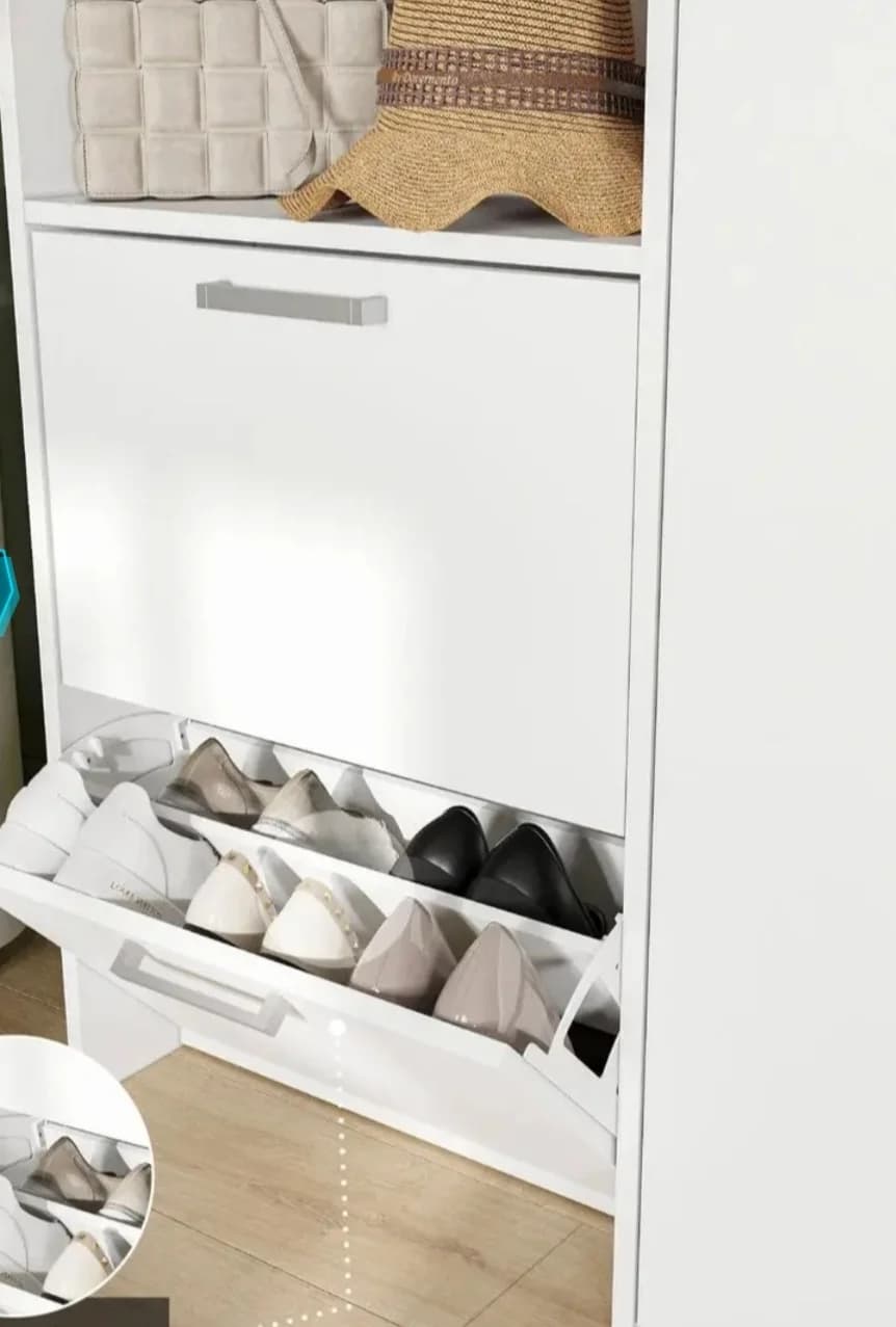 Ayaqqabı üçün tumba S061, laminat, ağ, 100x80x25 sm — изображение 2