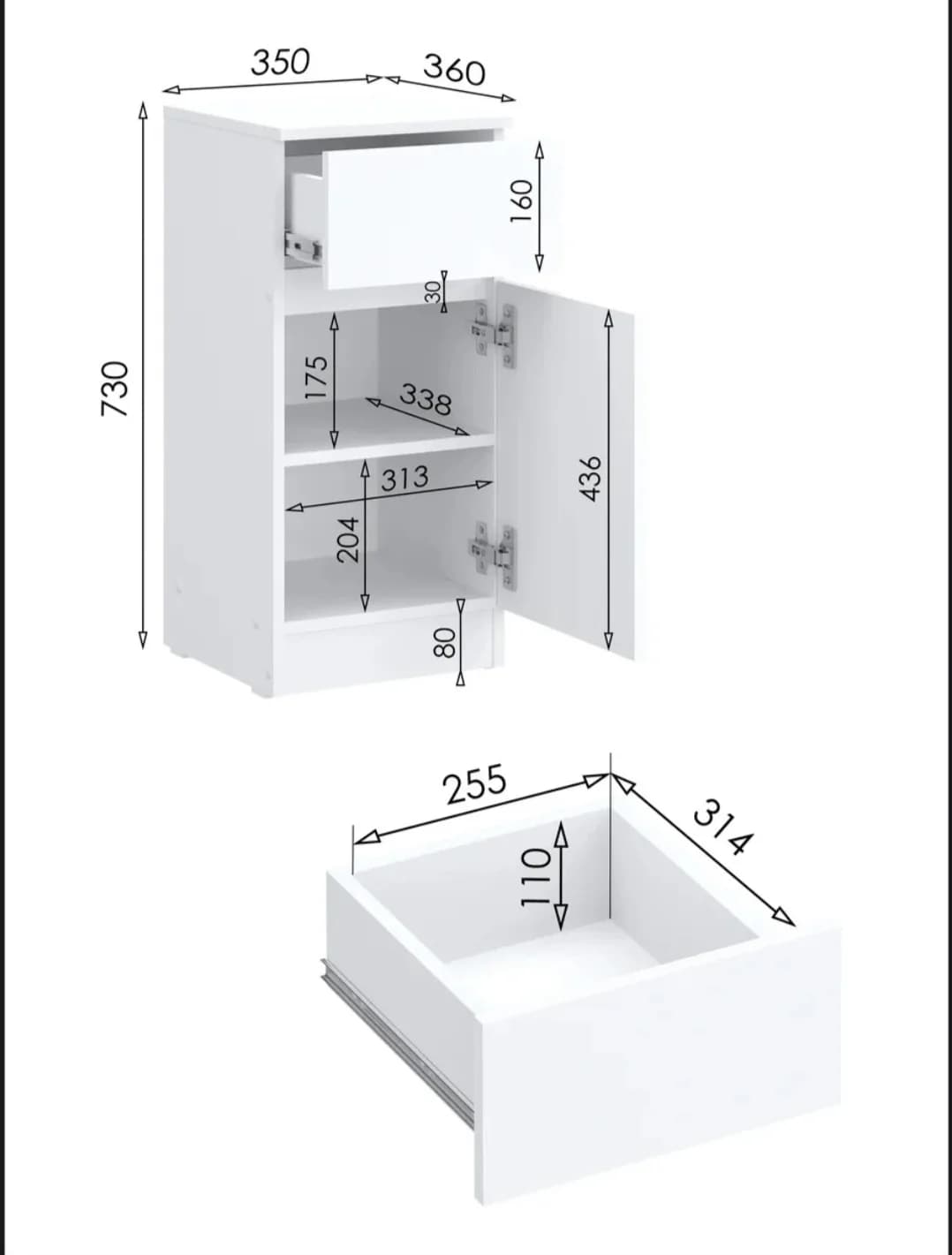 Tumba SO0015, laminat, 73x35x35 sm — изображение 4